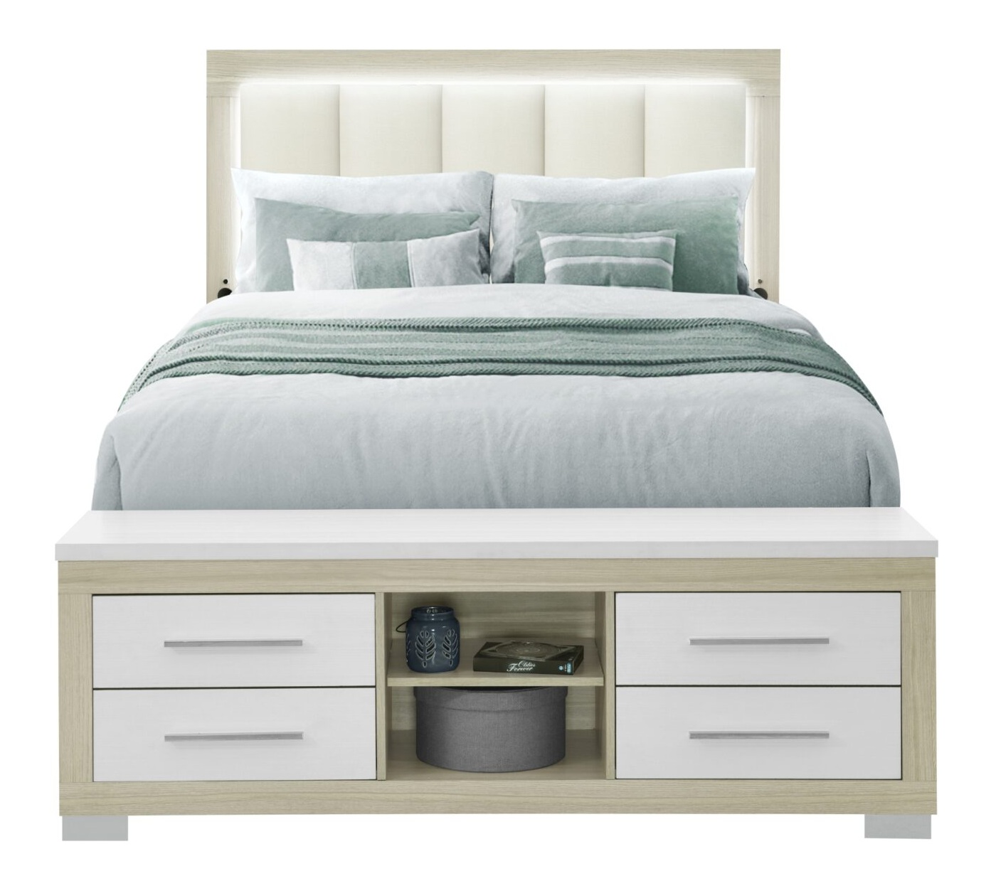 Emma Platform Storage Bedroom Set with LED and USB