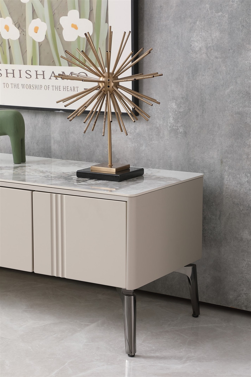 Emma Storage TV Stand with Carrera Style Porcelain Top