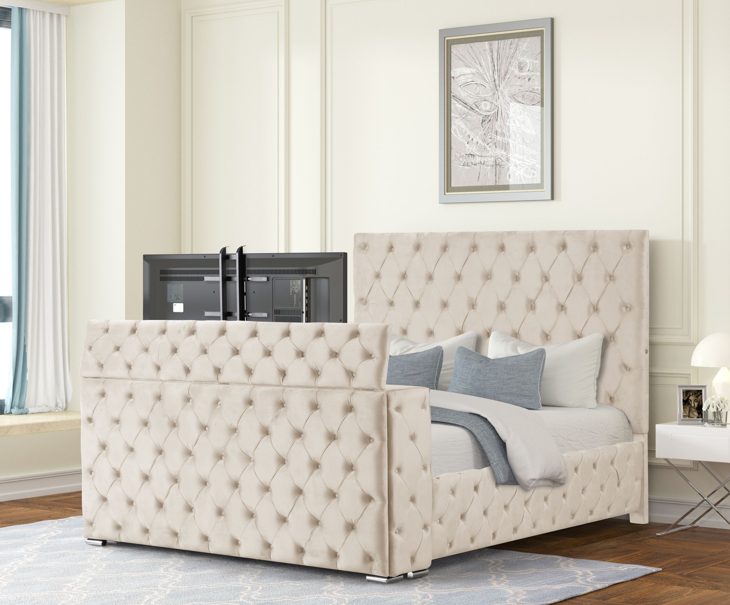 Encore Upholstered Sleigh Storage Bed, Queen Size