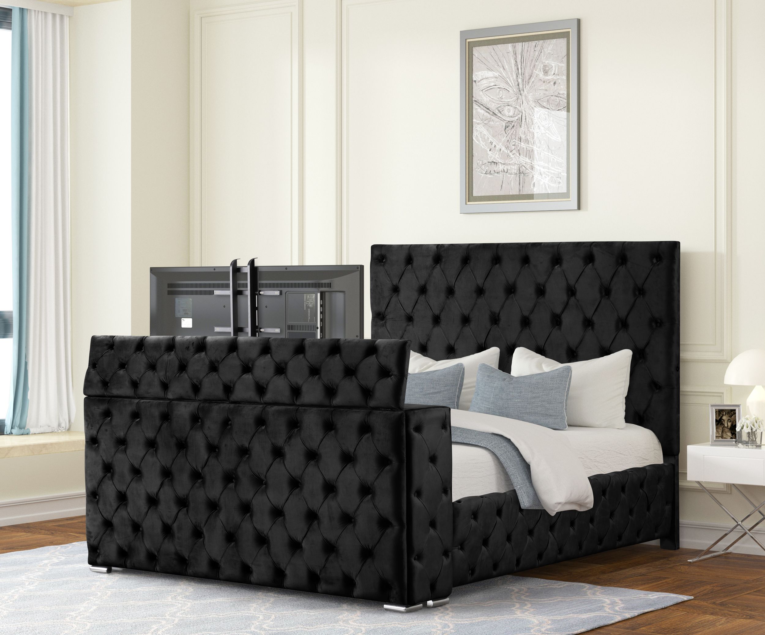 Encore Upholstered Sleigh Storage Bed, King Size