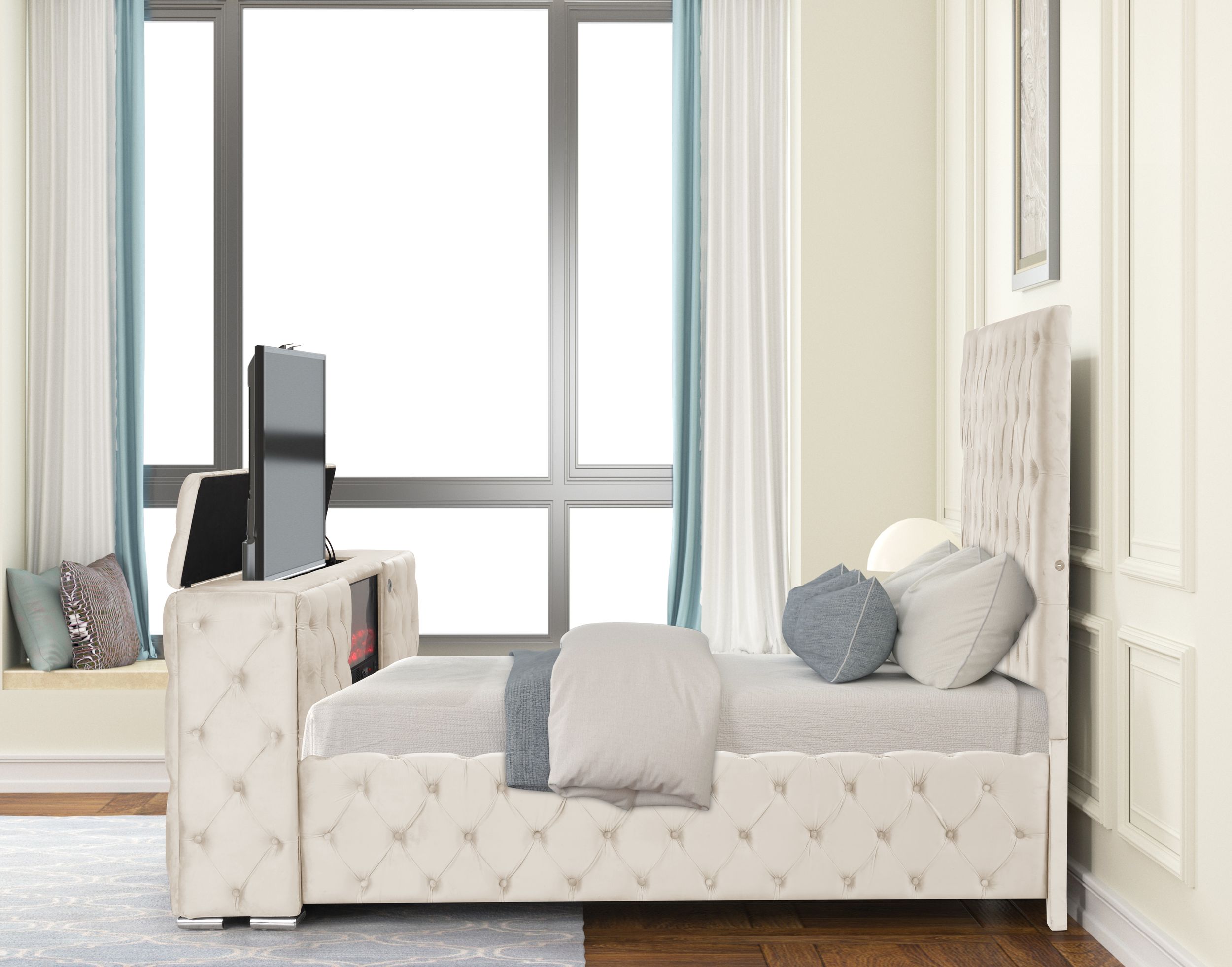 Encore Upholstered Sleigh Storage Bed, Queen Size
