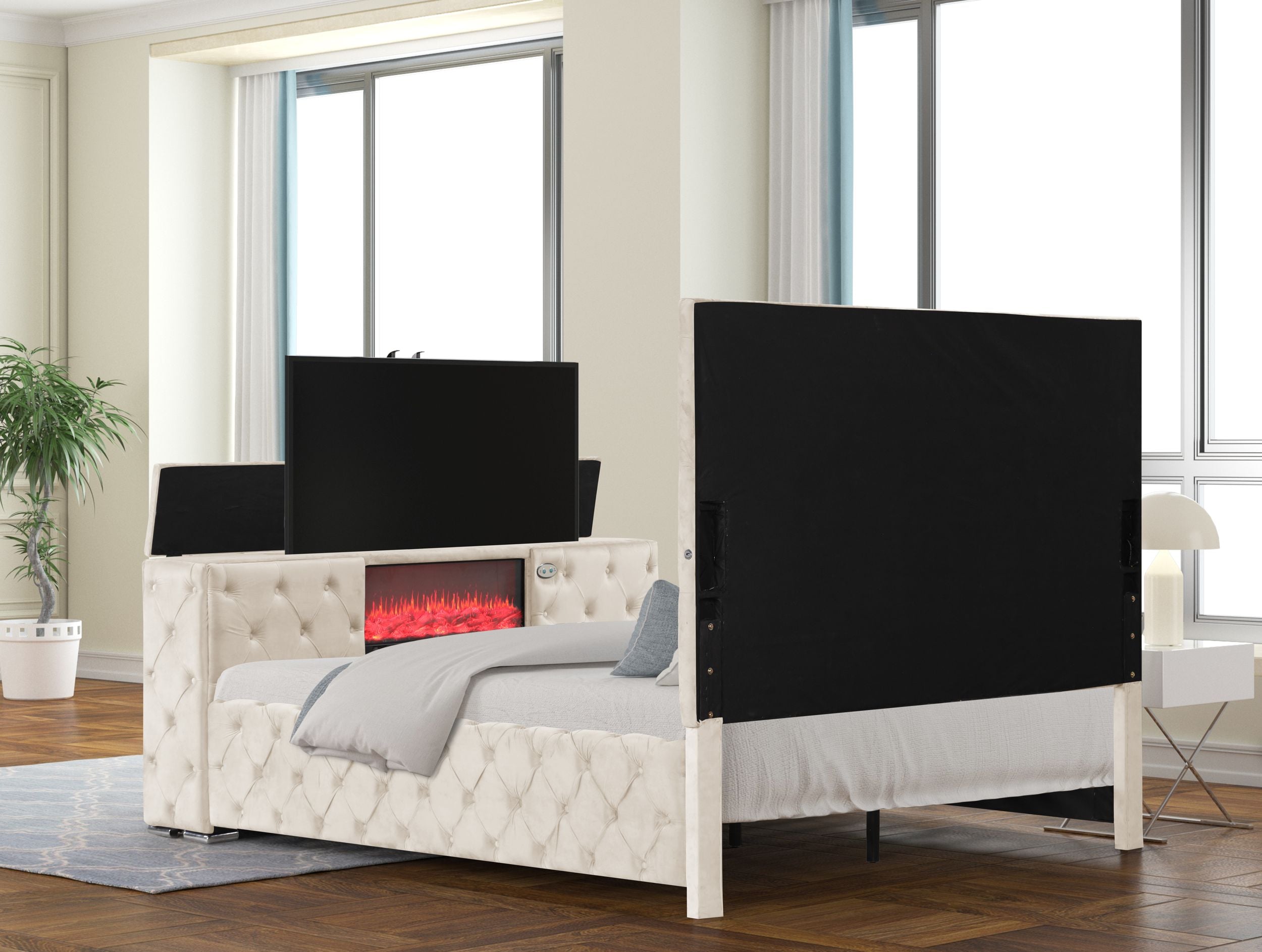 Encore Upholstered Sleigh Storage Bed, Queen Size
