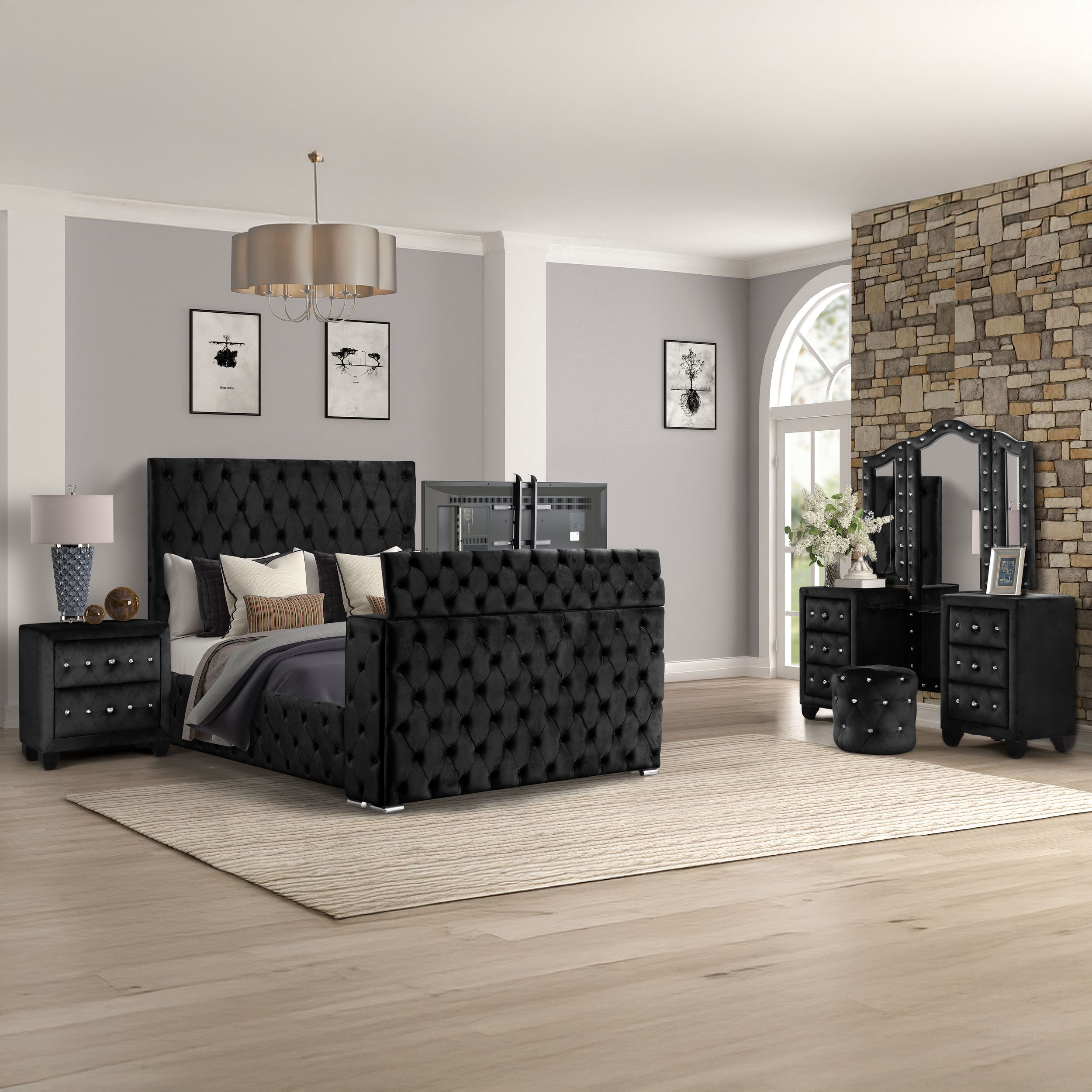 Galaxy Home FurnishingsNora Queen 4 pc Bedroom set in Black