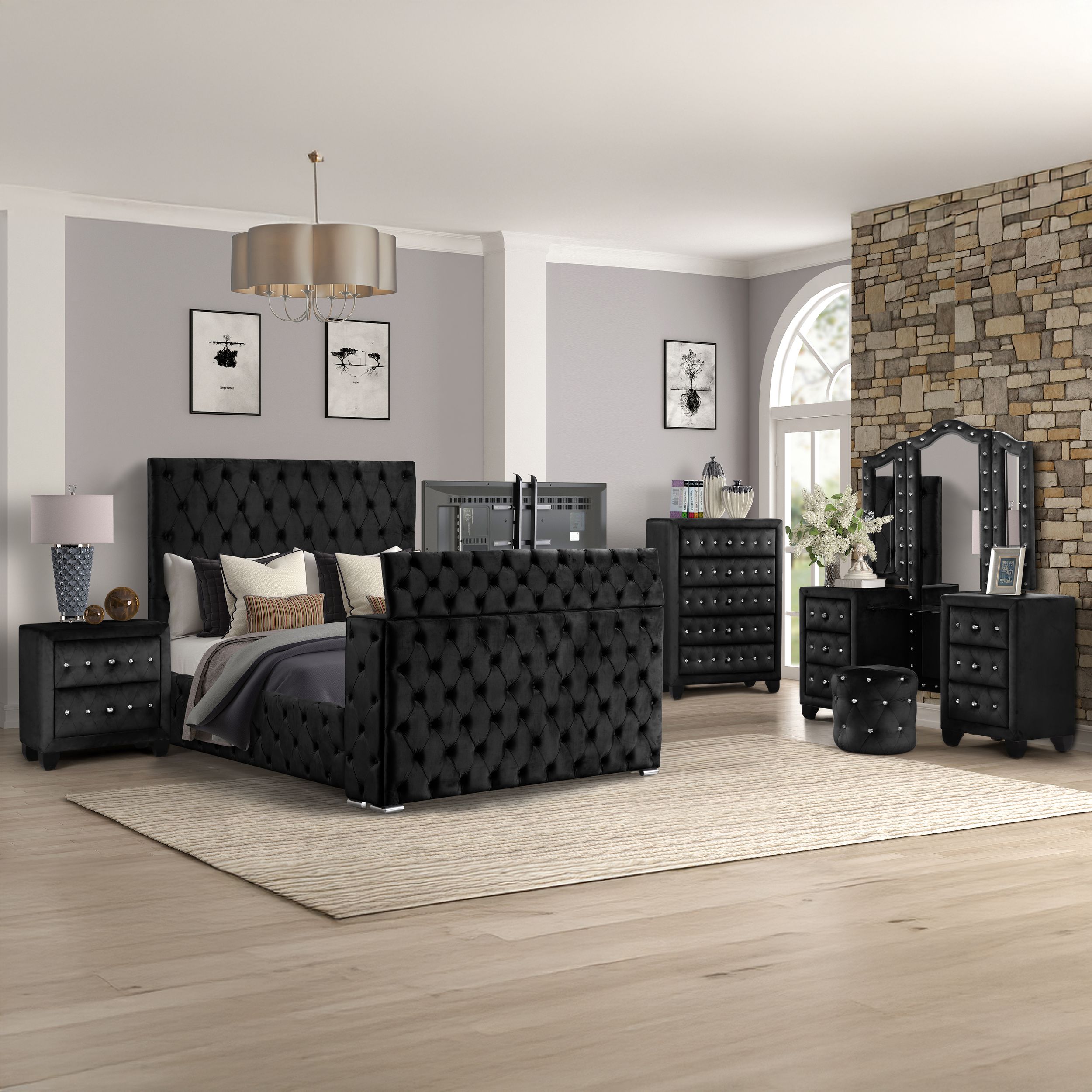 Galaxy Home FurnishingsNora Queen 5-N pc Bedroom set in Black