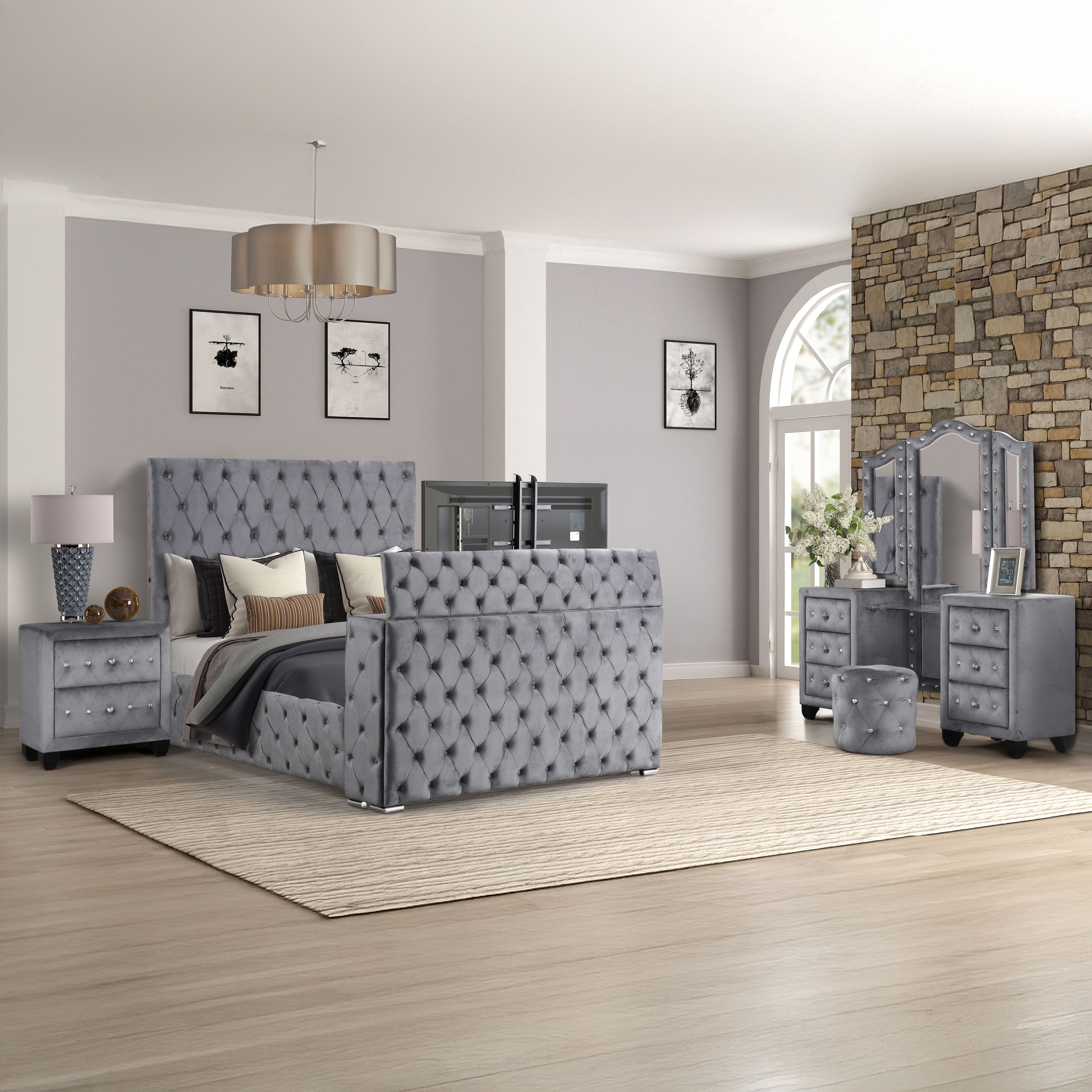 Encore Upholstered Sleigh Storage Bedroom Set