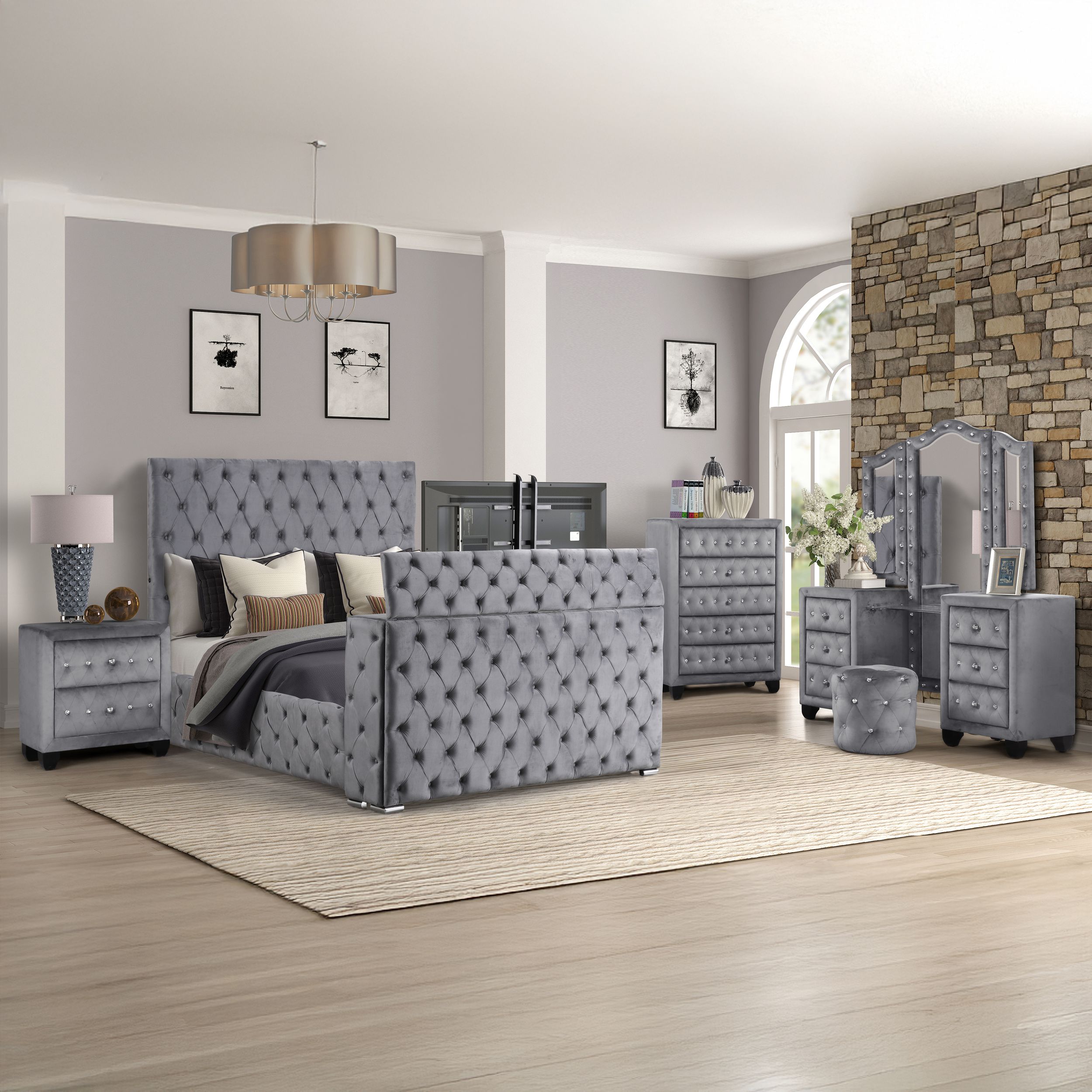 Encore Upholstered Sleigh Storage Bedroom Set