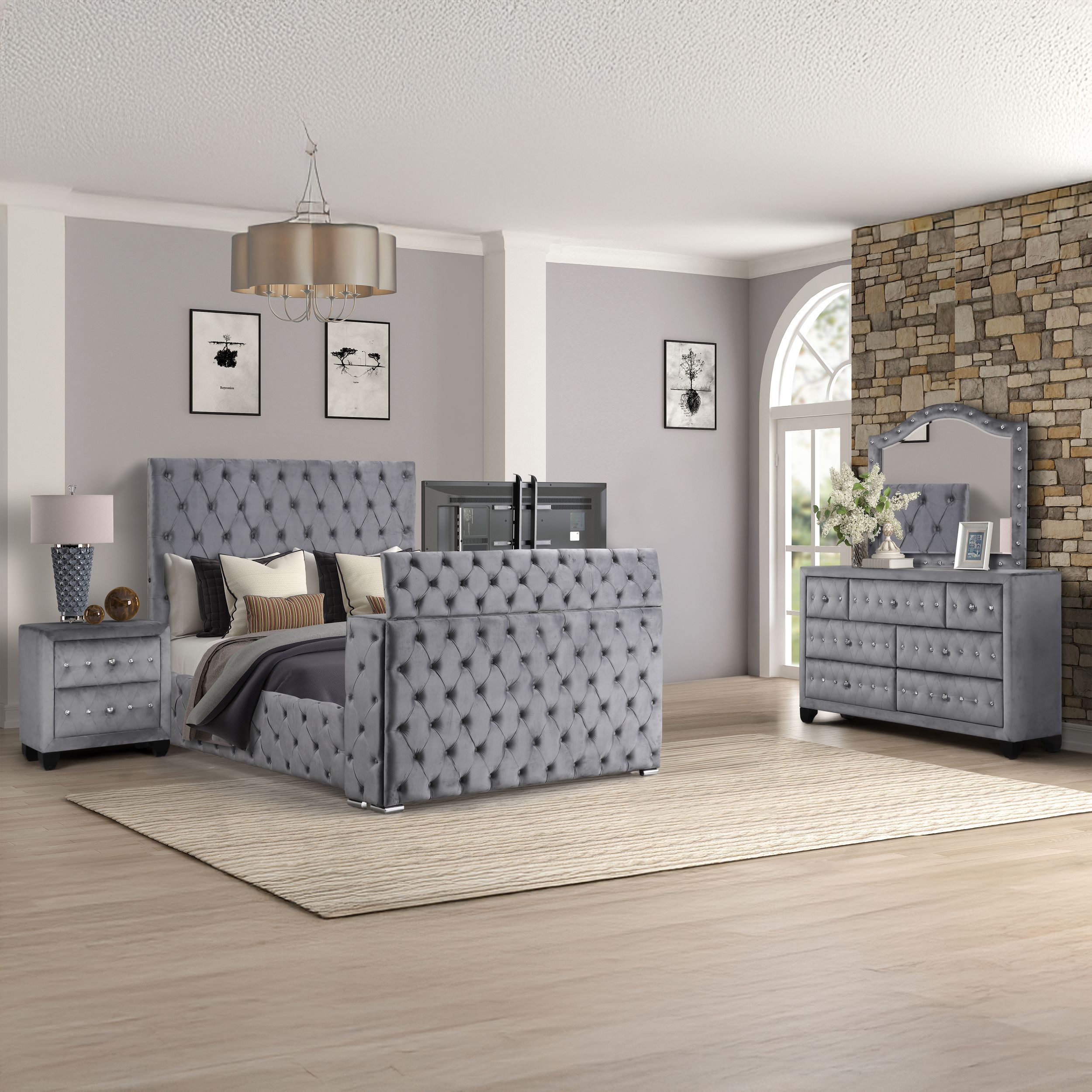Encore Upholstered Sleigh Storage Bedroom Set