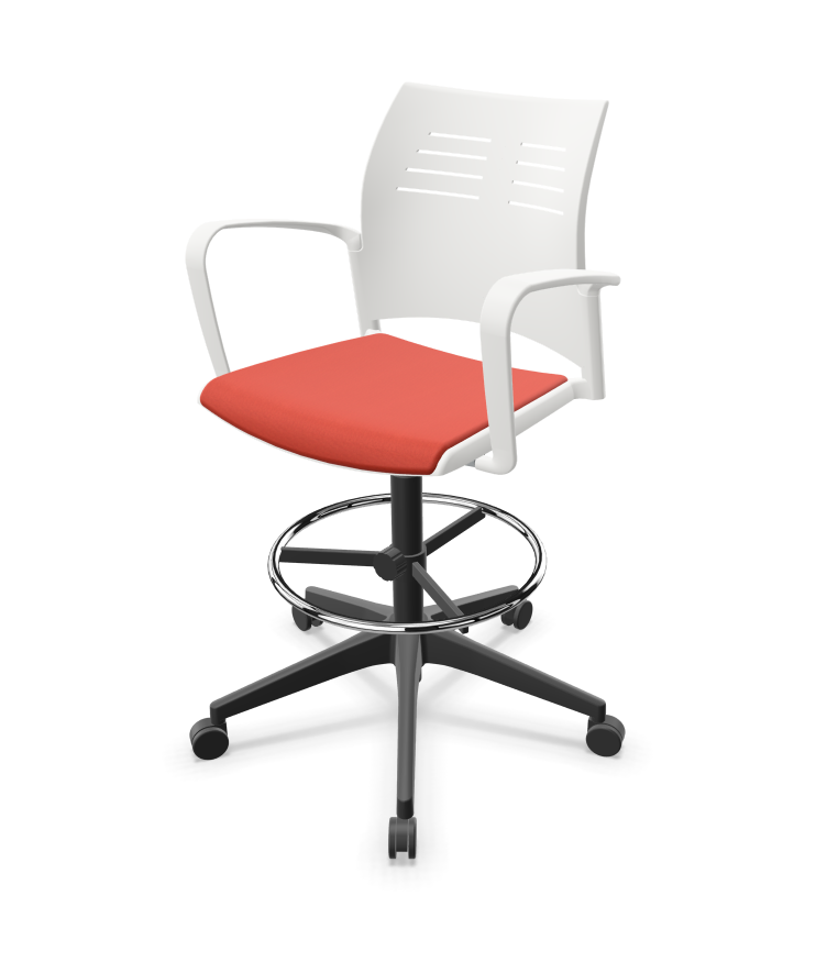 Spacio Polypropylene Gaslift Swivel Office Draughtman Armchair w/Pad Seat