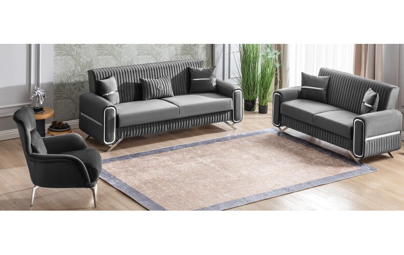 Escalade Microfiber Convertible Storage Sofa