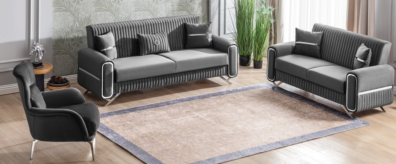 Escalade Microfiber Convertible Storage Living Room Set