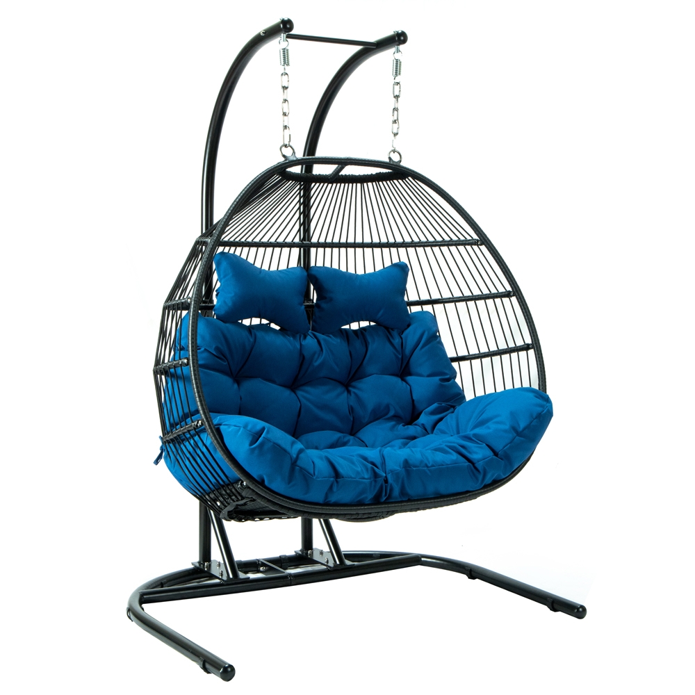 Wicker 2 Person Double Folding Hanging Egg Swing Chair