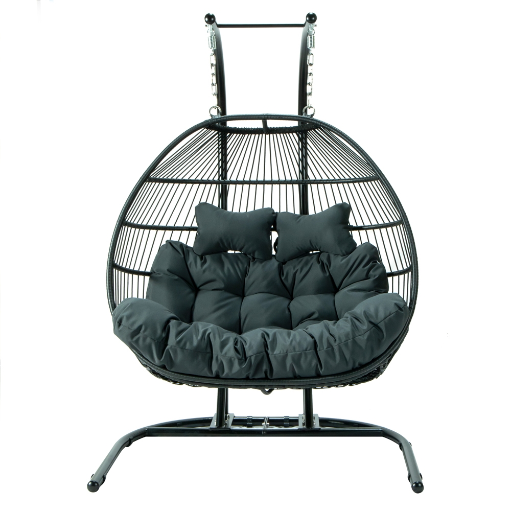 Wicker 2 Person Double Folding Hanging Egg Swing Chair