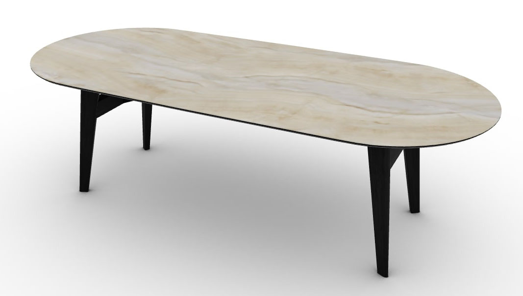Abrey W98.4-inch Ceramic/Wood Customizable Oval Dining Table