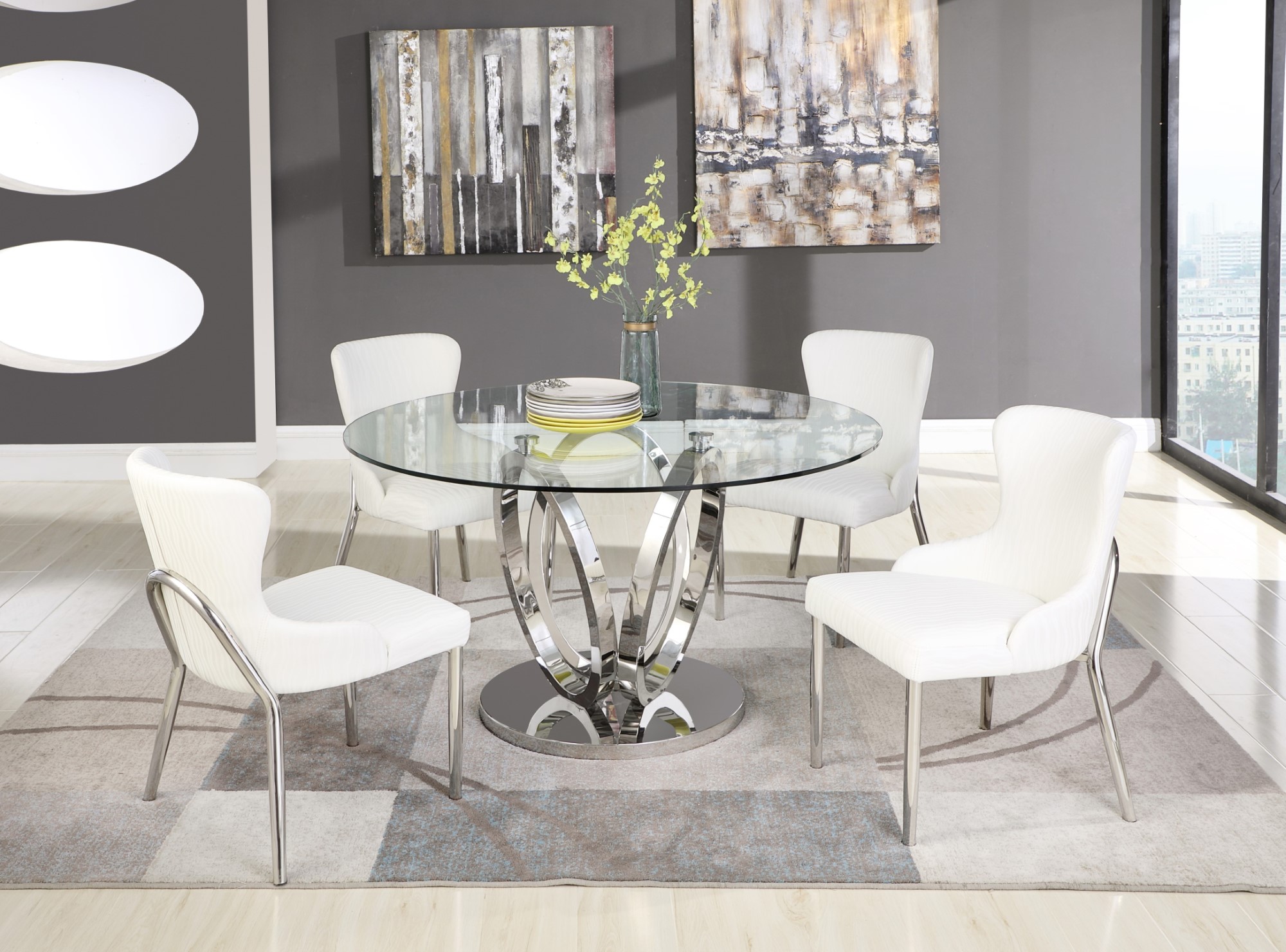 Evelyn Round Glass Dining Table