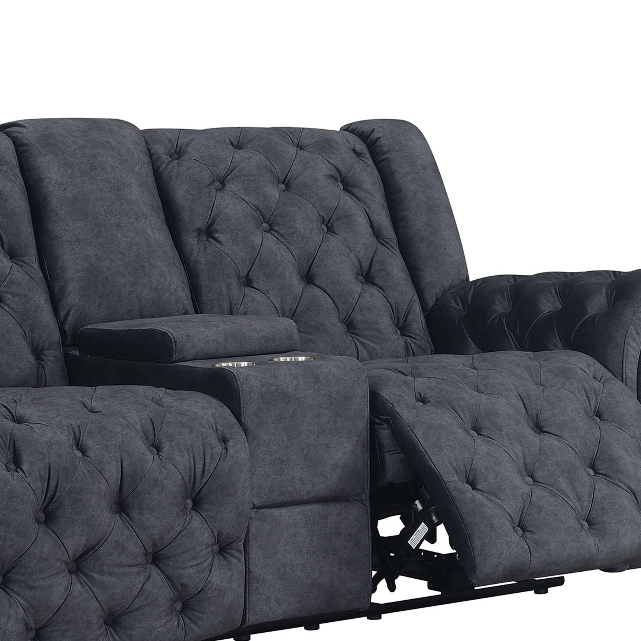Evelyn Polyester Microfiber/Leather Air Power Console Reclining Loveseat