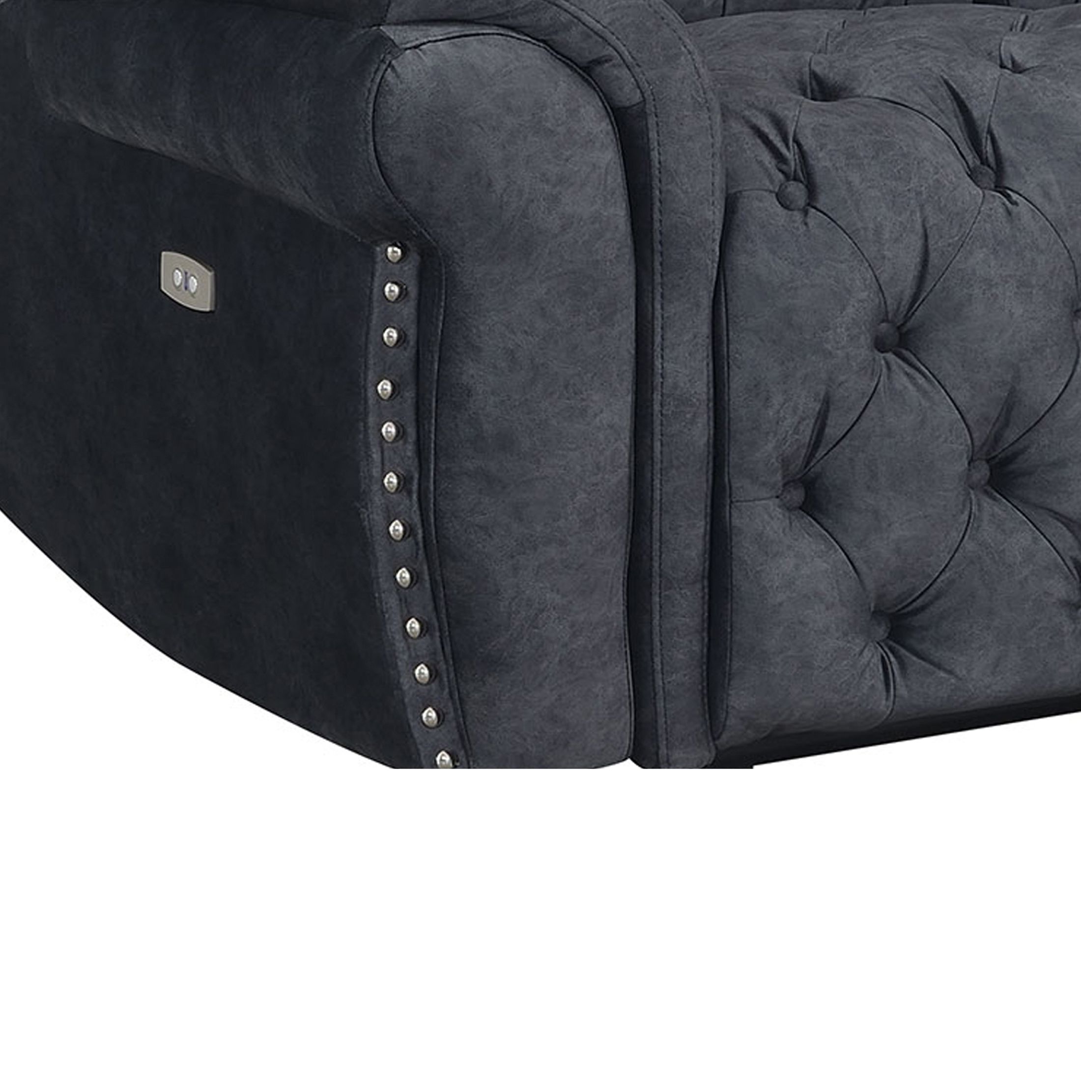 Evelyn Polyester Microfiber/Leather Air Power Reclining Loveseat