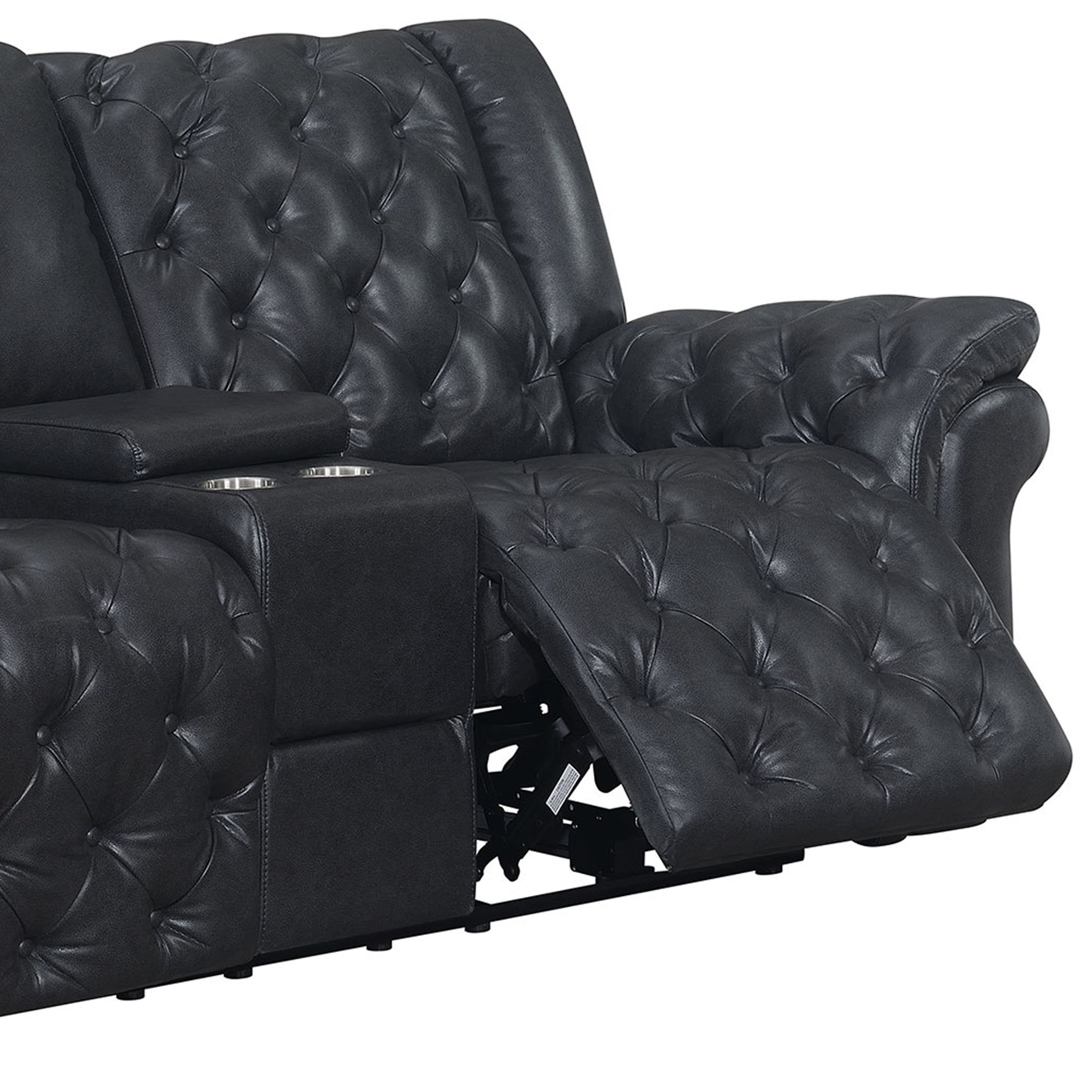 Evelyn Polyester Microfiber/Leather Air Power Console Reclining Loveseat