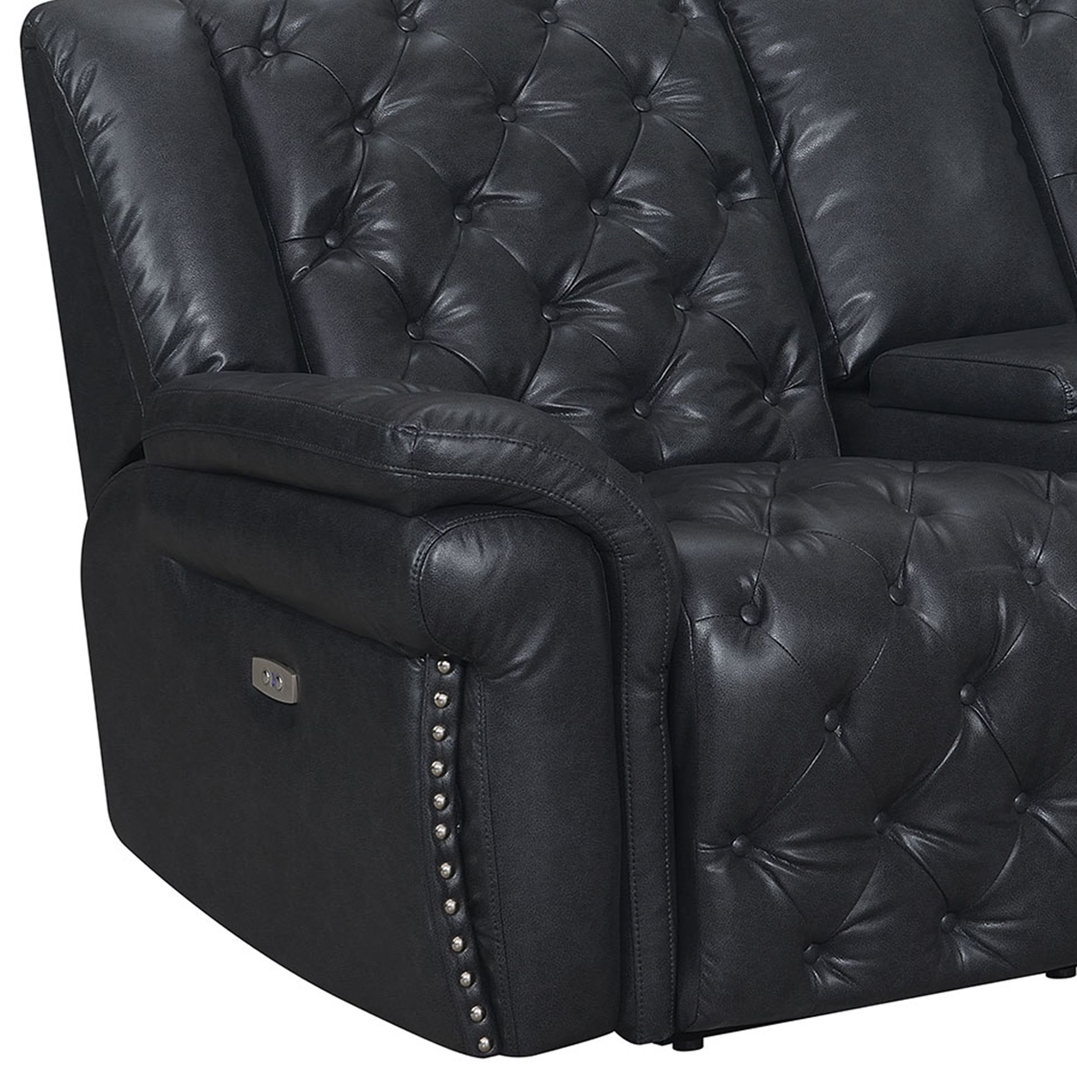 Evelyn Polyester Microfiber/Leather Air Power Console Reclining Loveseat
