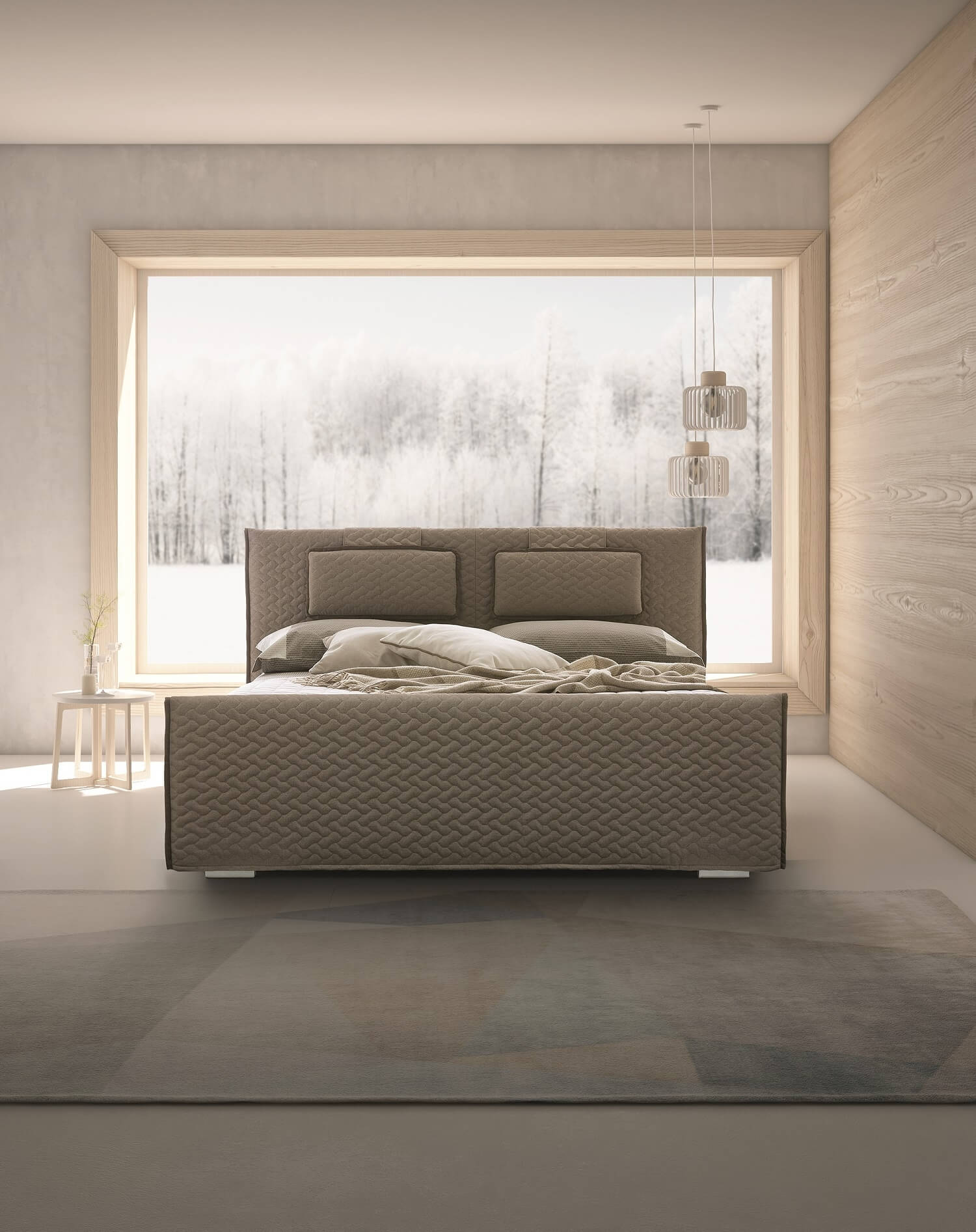 Evergreen Premium Fabric Platform Bed