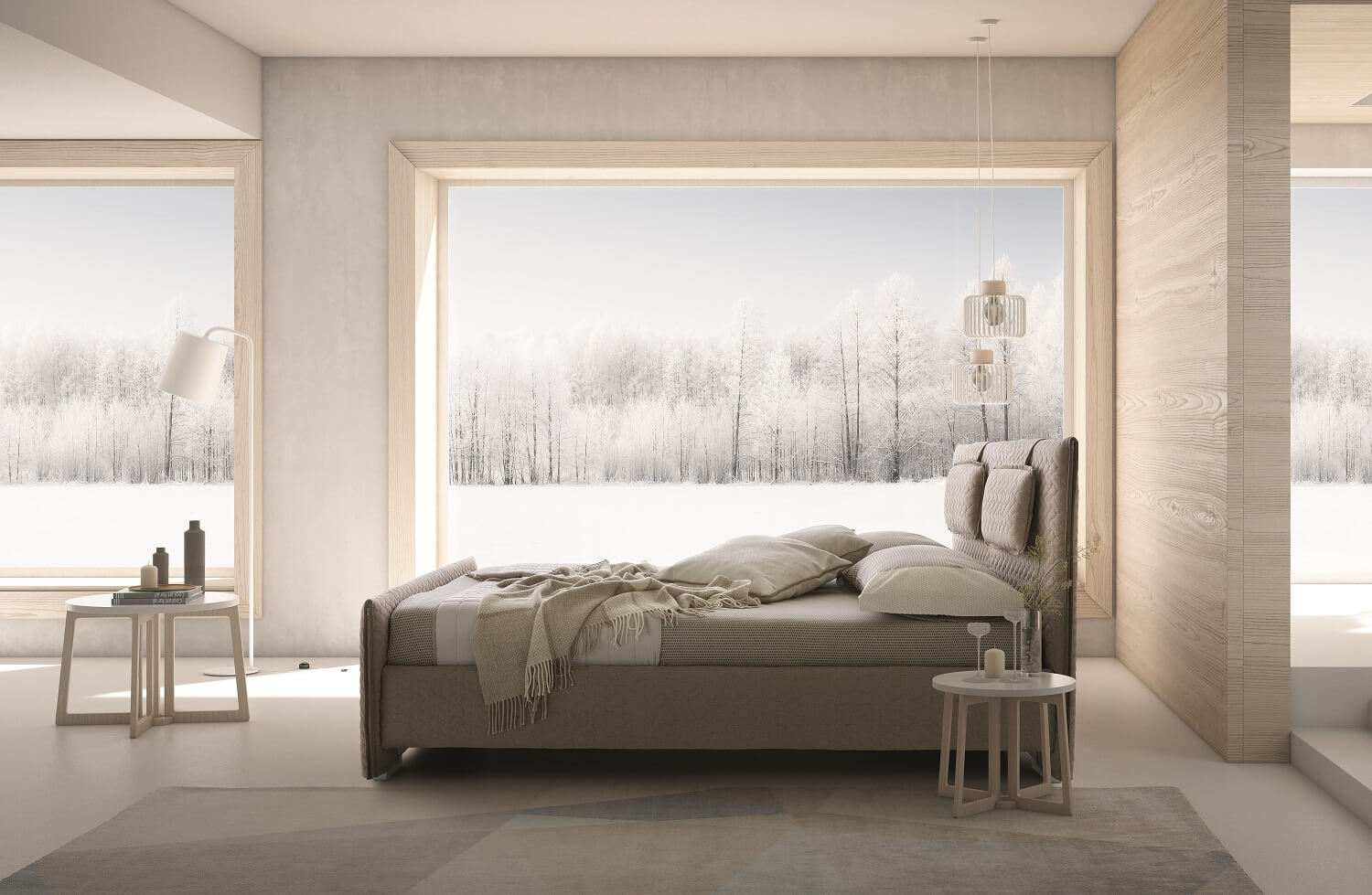 Evergreen Premium Fabric Platform Bed