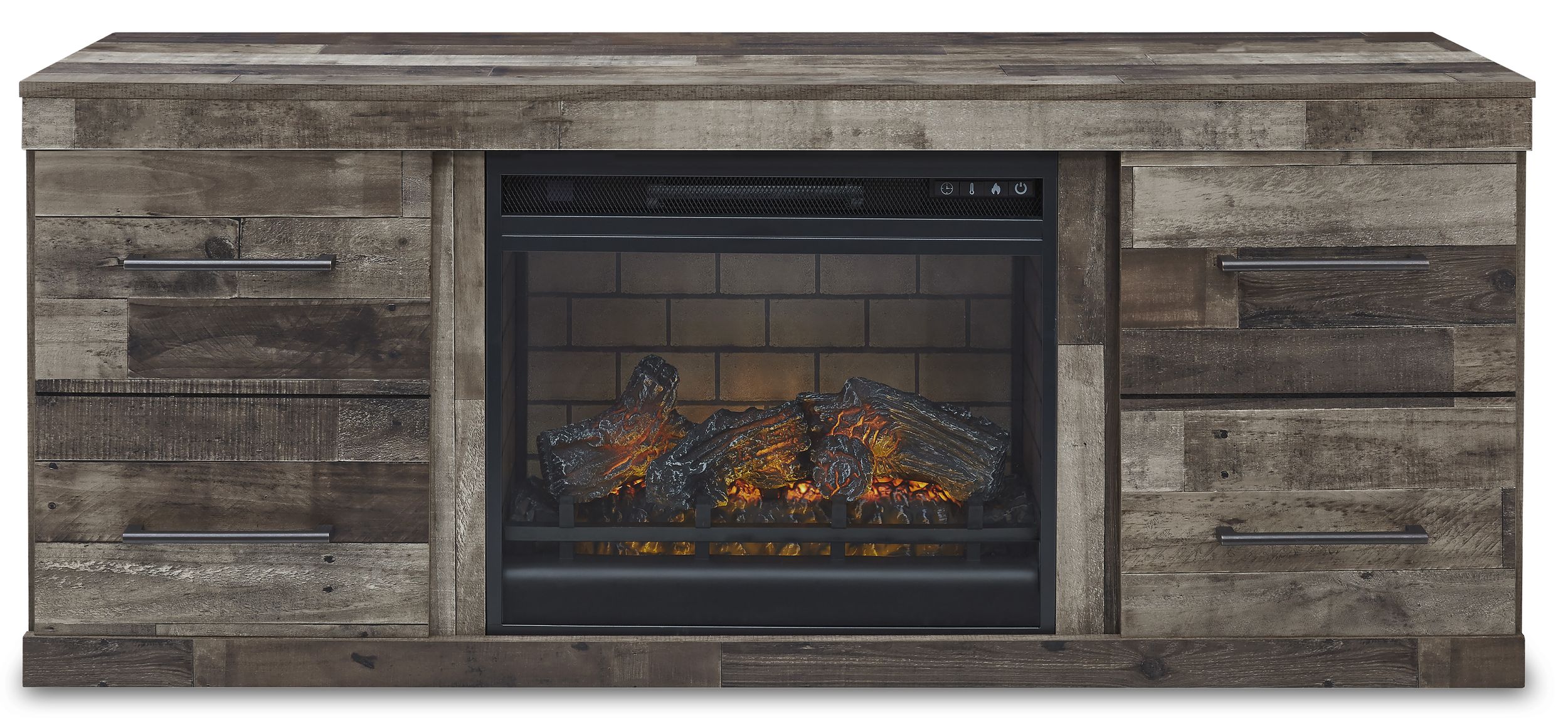 Derekson TV Stand with 4 Drawers & Electric Fireplace - Gray