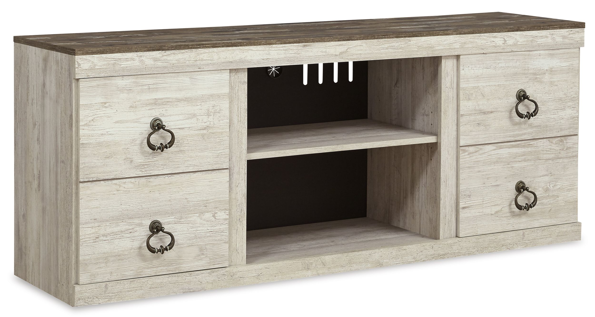 Willowton 4-Piece Coastal Fireplace Entertainment Wall - Whitewash