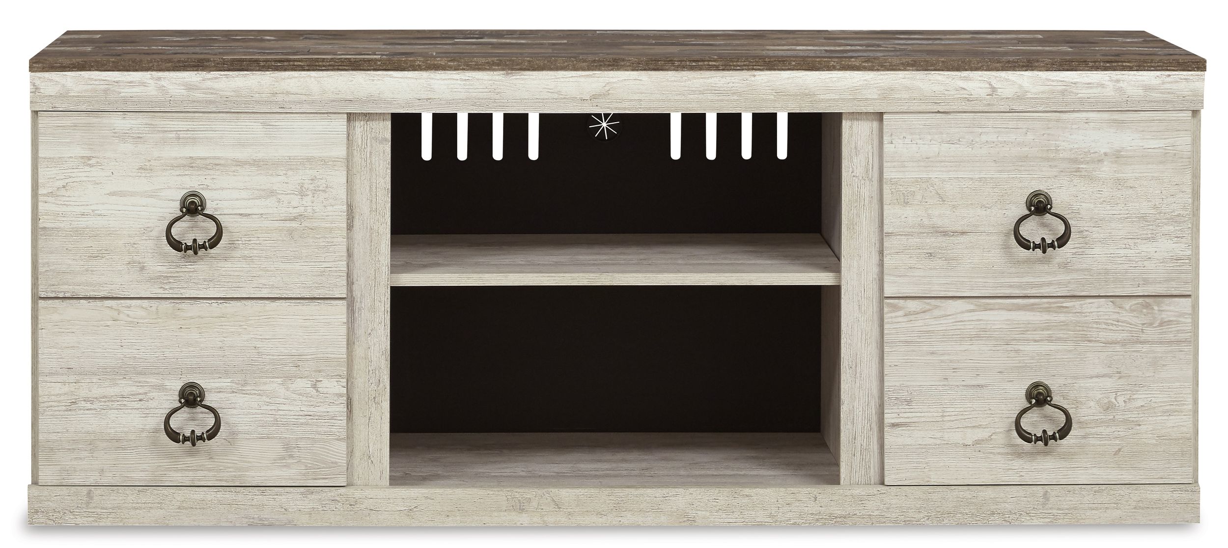 Willowton 4-Piece Coastal Fireplace Entertainment Wall - Whitewash