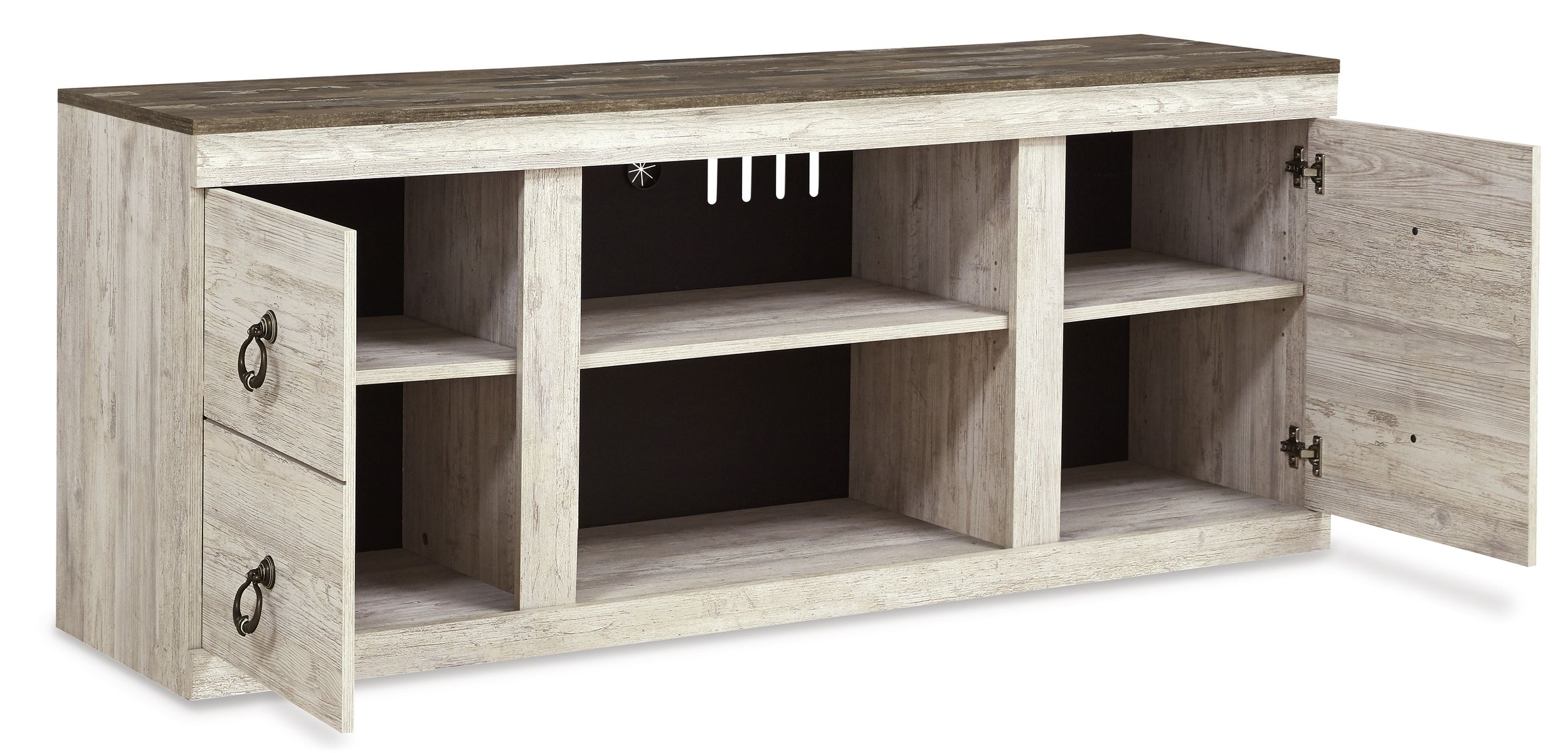 Willowton 4-Piece Coastal Fireplace Entertainment Wall - Whitewash