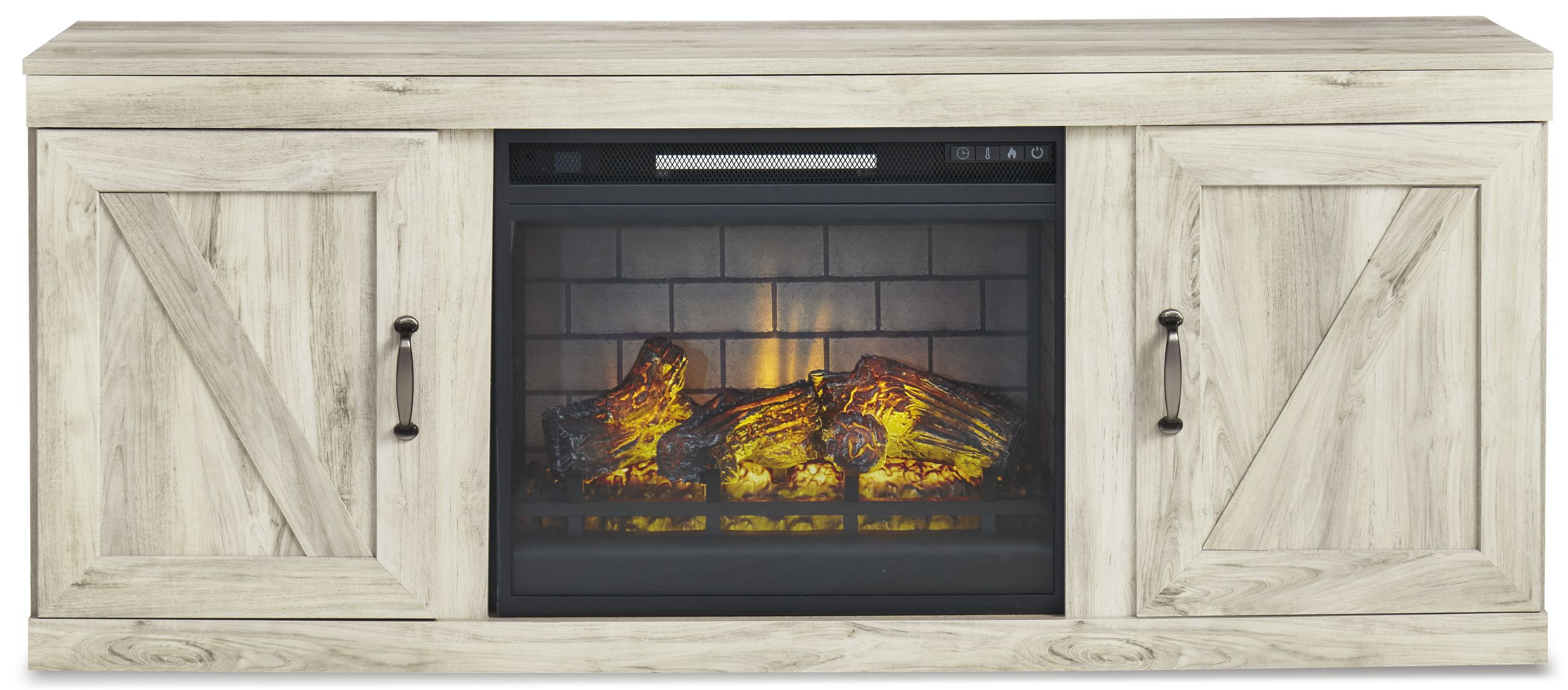 Bellaby TV Stand with Electric Fireplace - Whitewash Finish