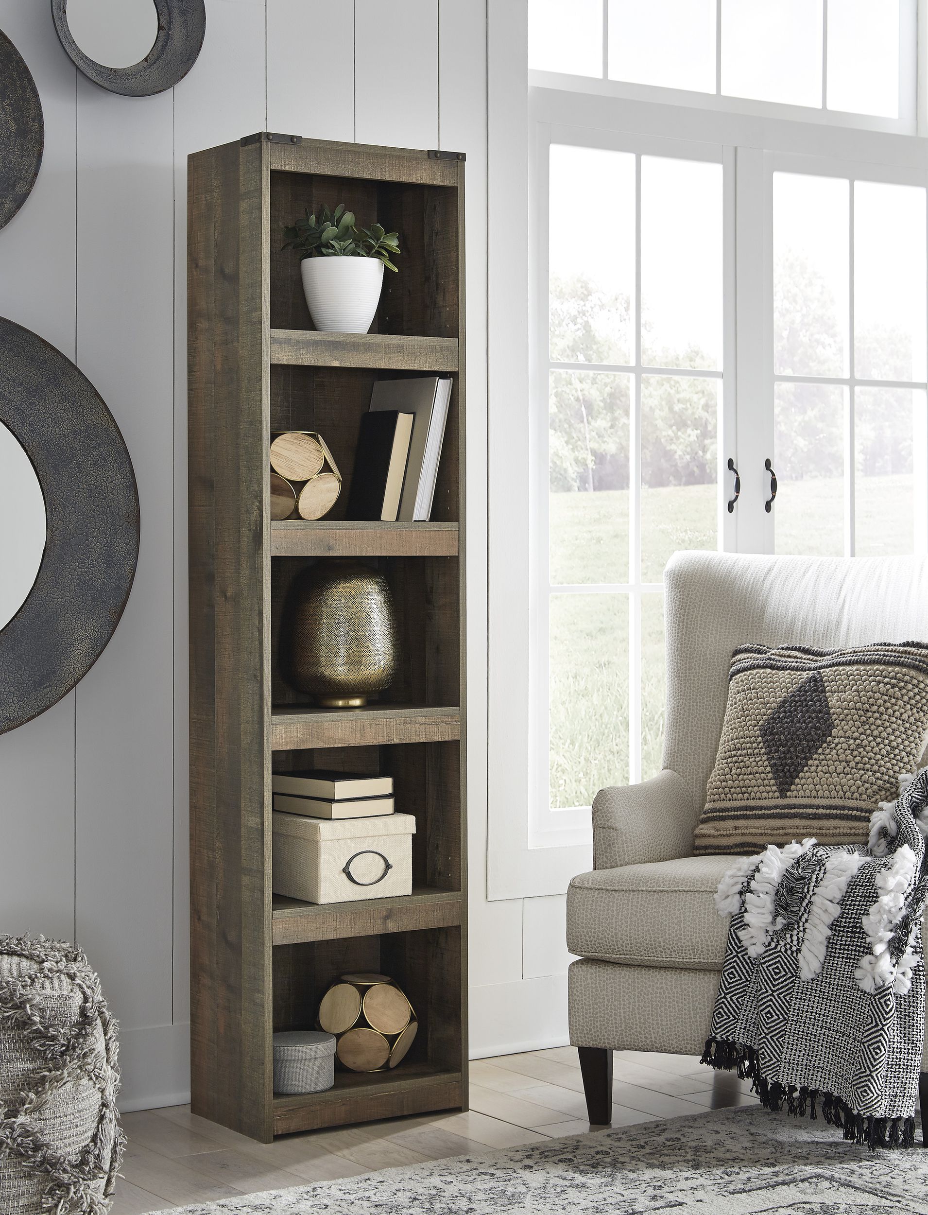 trinell 4-piece fireplace entertainment wall - weathered brown