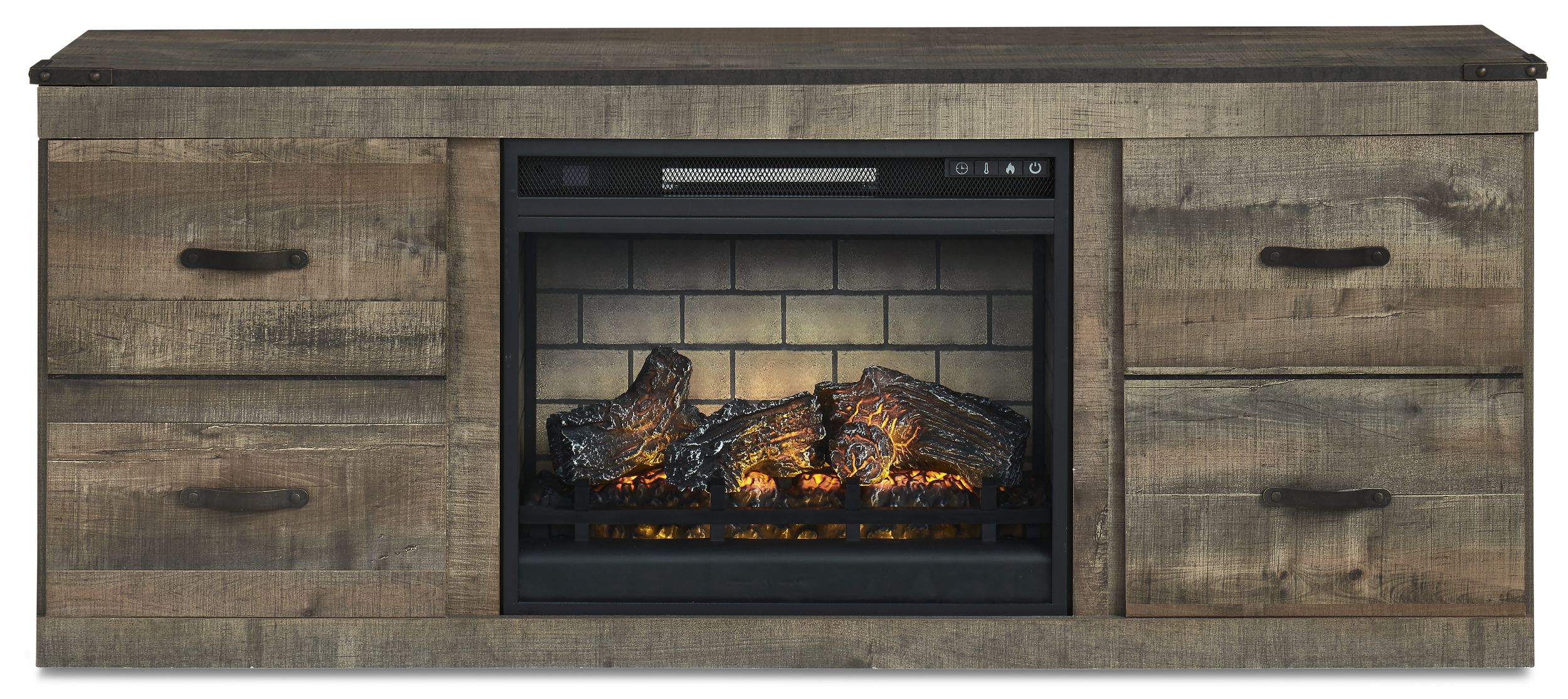 Trinell 3-Piece Fireplace Entertainment Center - Weathered Brown