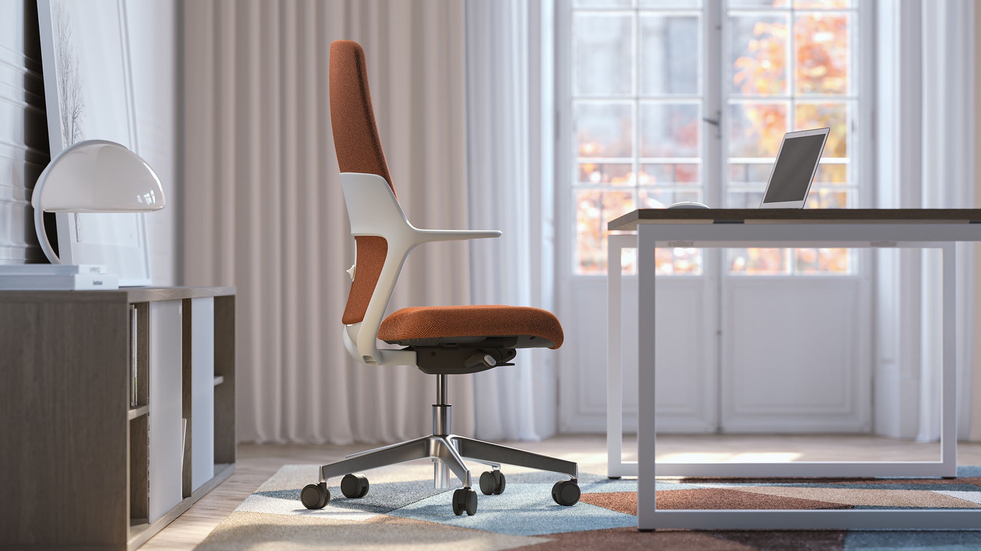 OFY Task Chair w/Non-Adjustable Armrests, Grey Frame