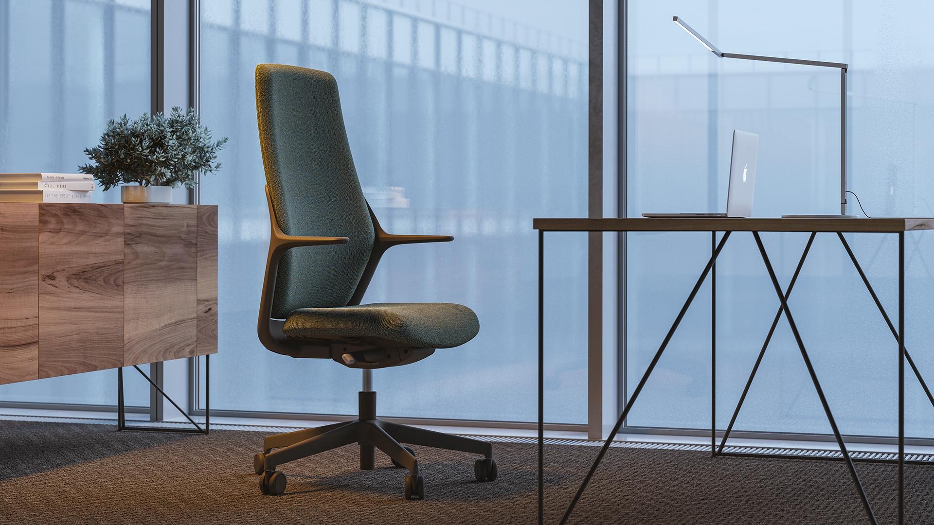 OFY Task Office Chair w/Non-Adjustable Armrests, Black Frame