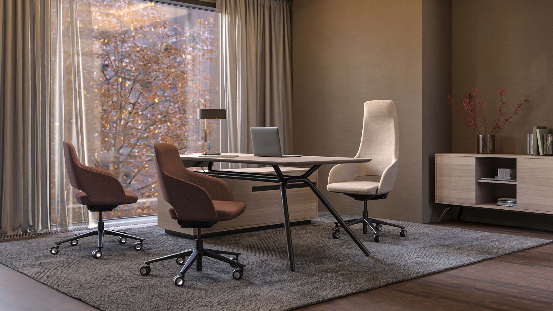 Sandie Swivel Adjustable Executive Chair w/Weight Sensitive Synchro Mechanism w/3 Locking Positions & 5-Star Base w/Castors
