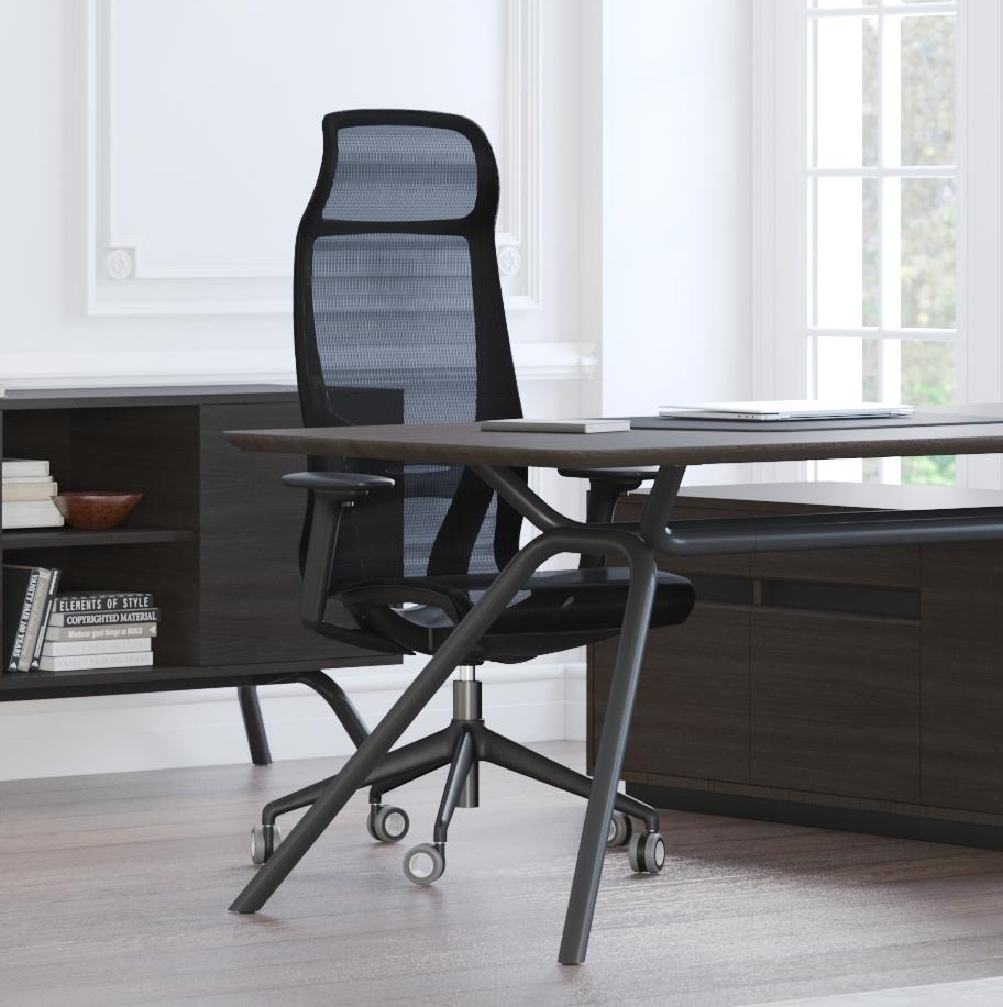 D-Chair Executive Swivel Adjustable Office Chair w/Black Frame & Base