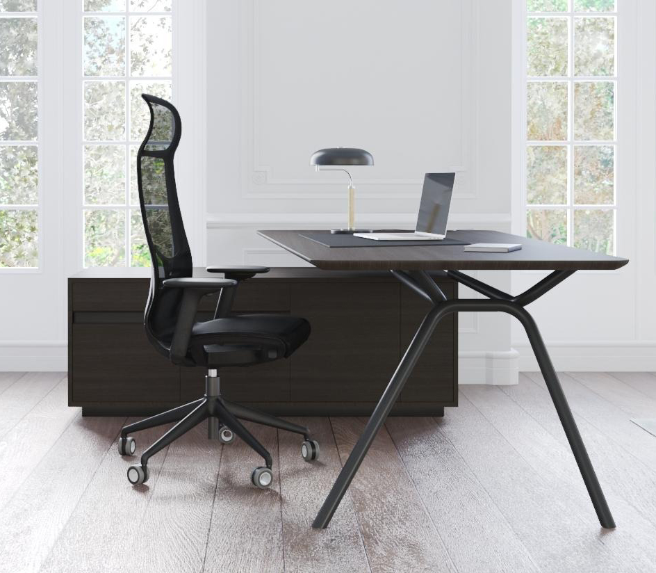 D-Chair Executive Swivel Adjustable Office Chair w/Black Frame & Base