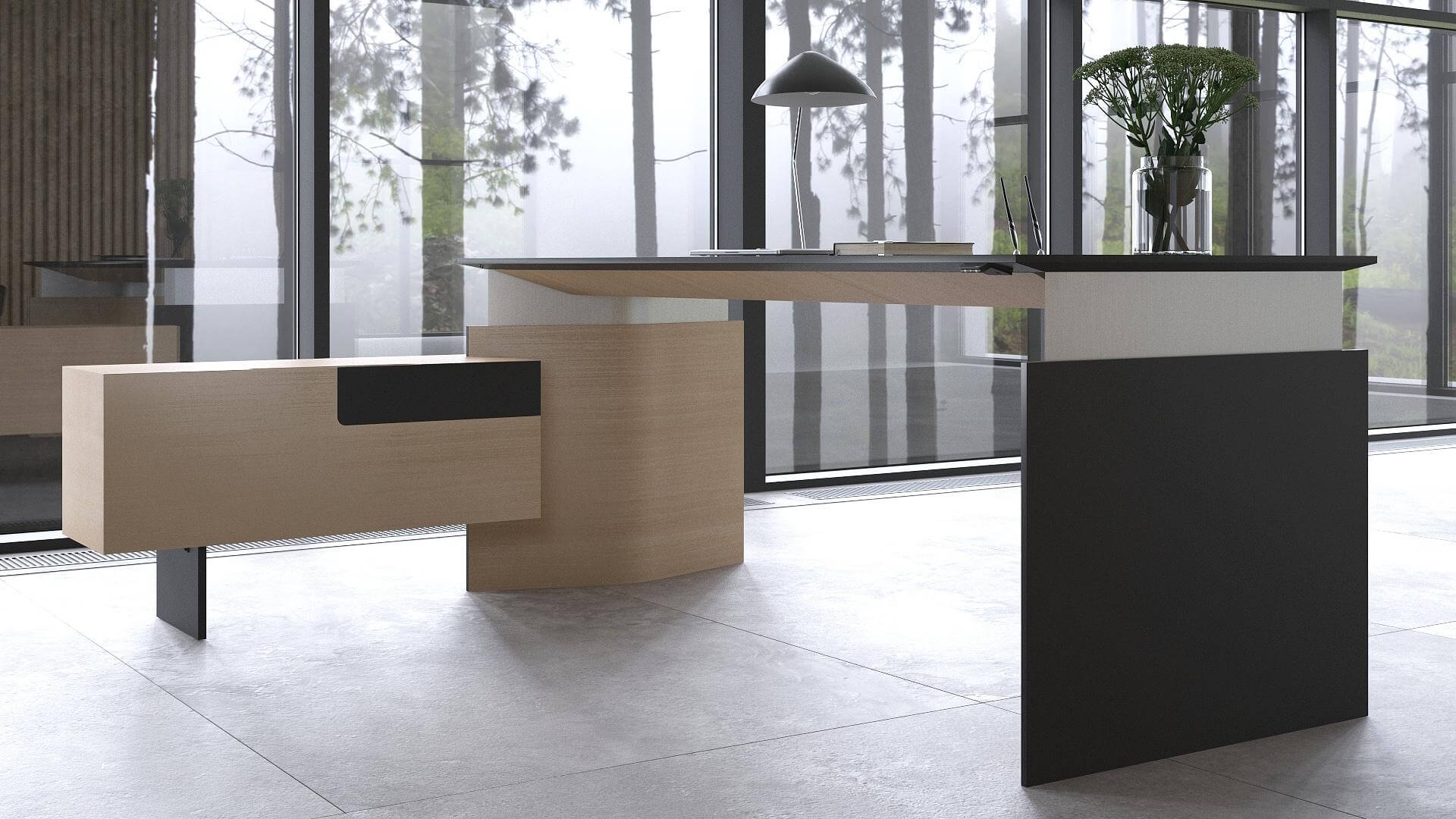 Move&Lead Rect. Exec Sit-Stand Desk by NARBUTAS  in black