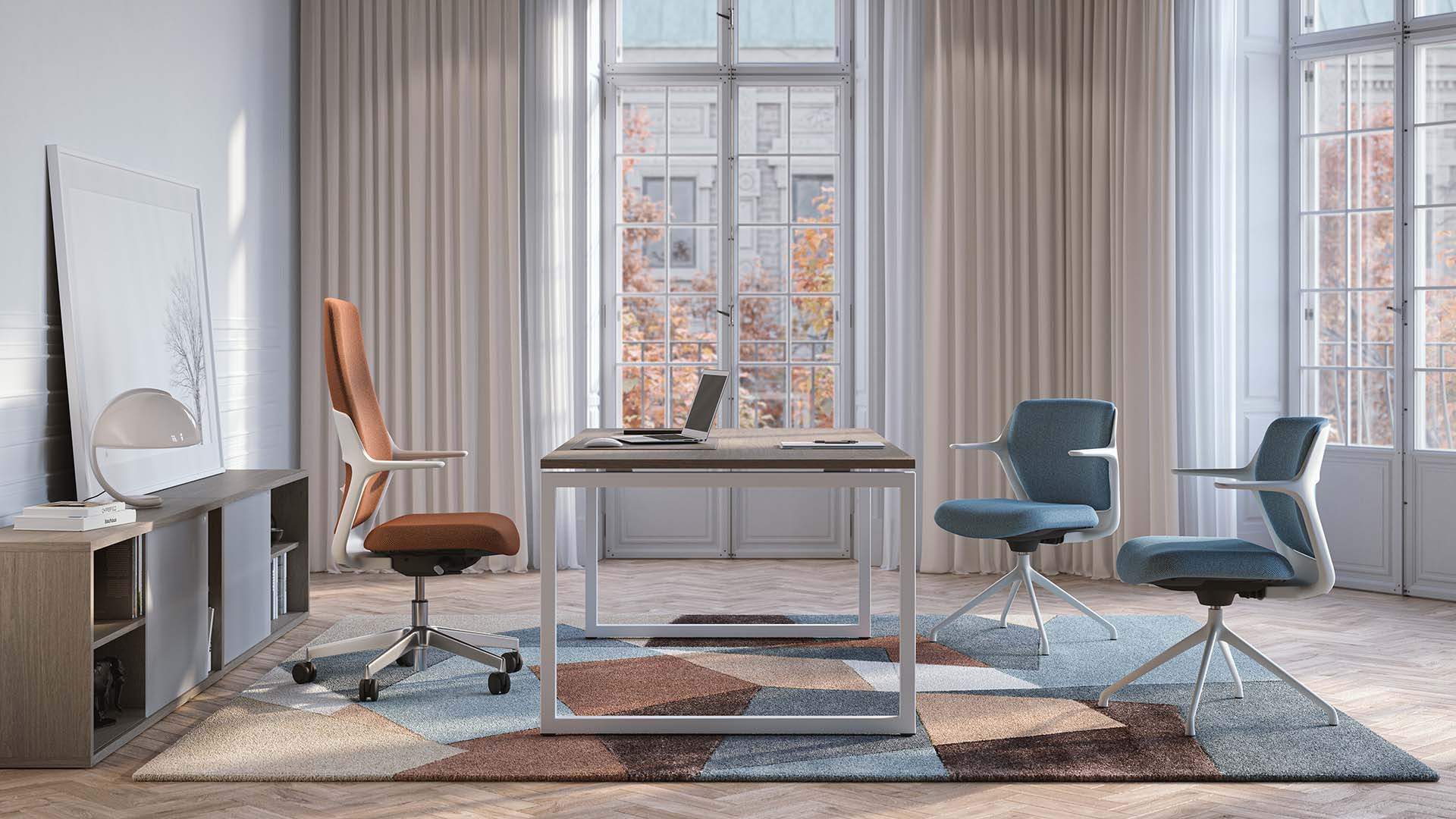 OFY Task Chair w/Non-Adjustable Armrests, Grey Frame