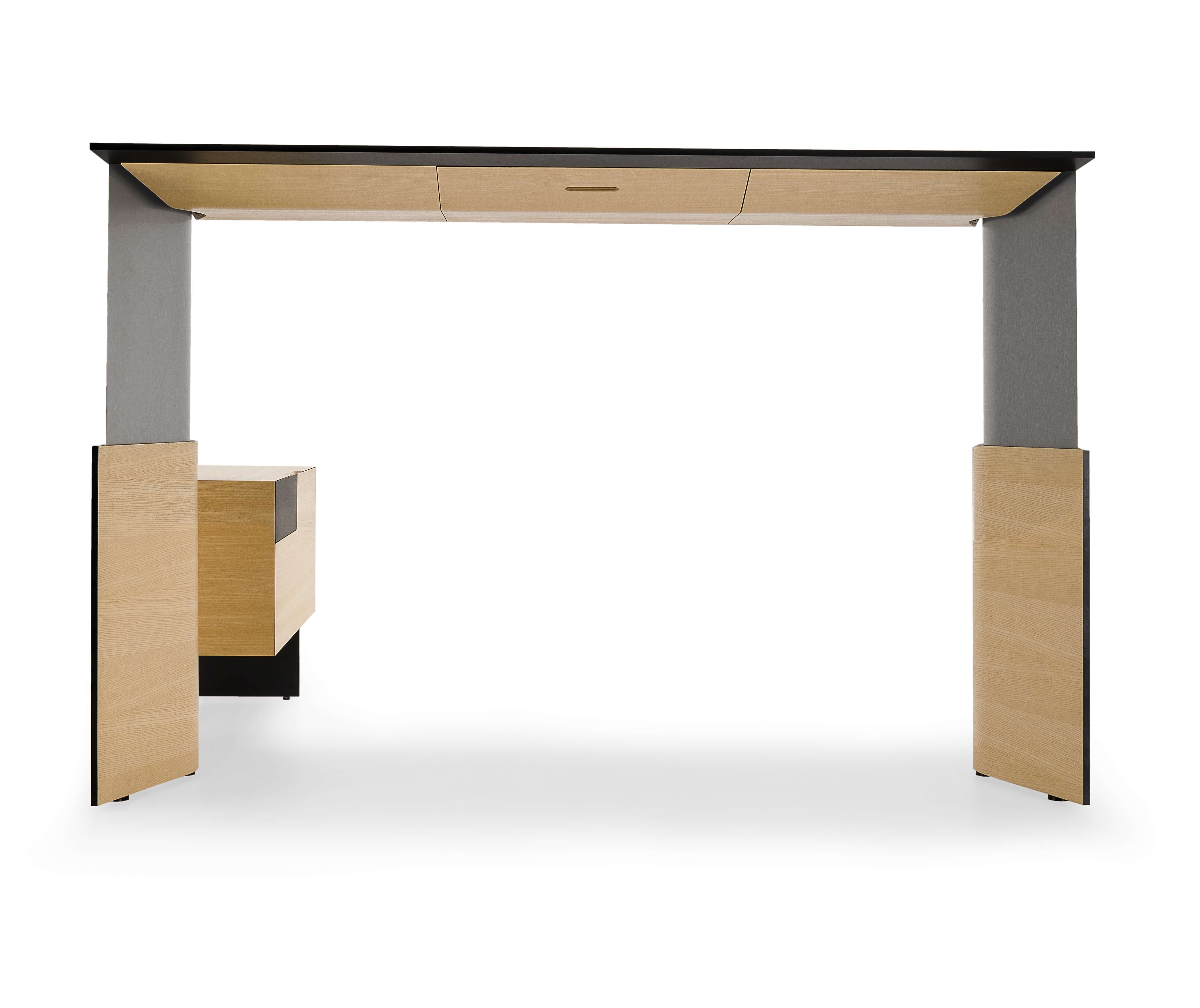 Move 70.8" Executive Sit-Stand Desk w/Built-in Power Socket Block, Qi Wireless Charging, Grommet & Cover for Power Socket