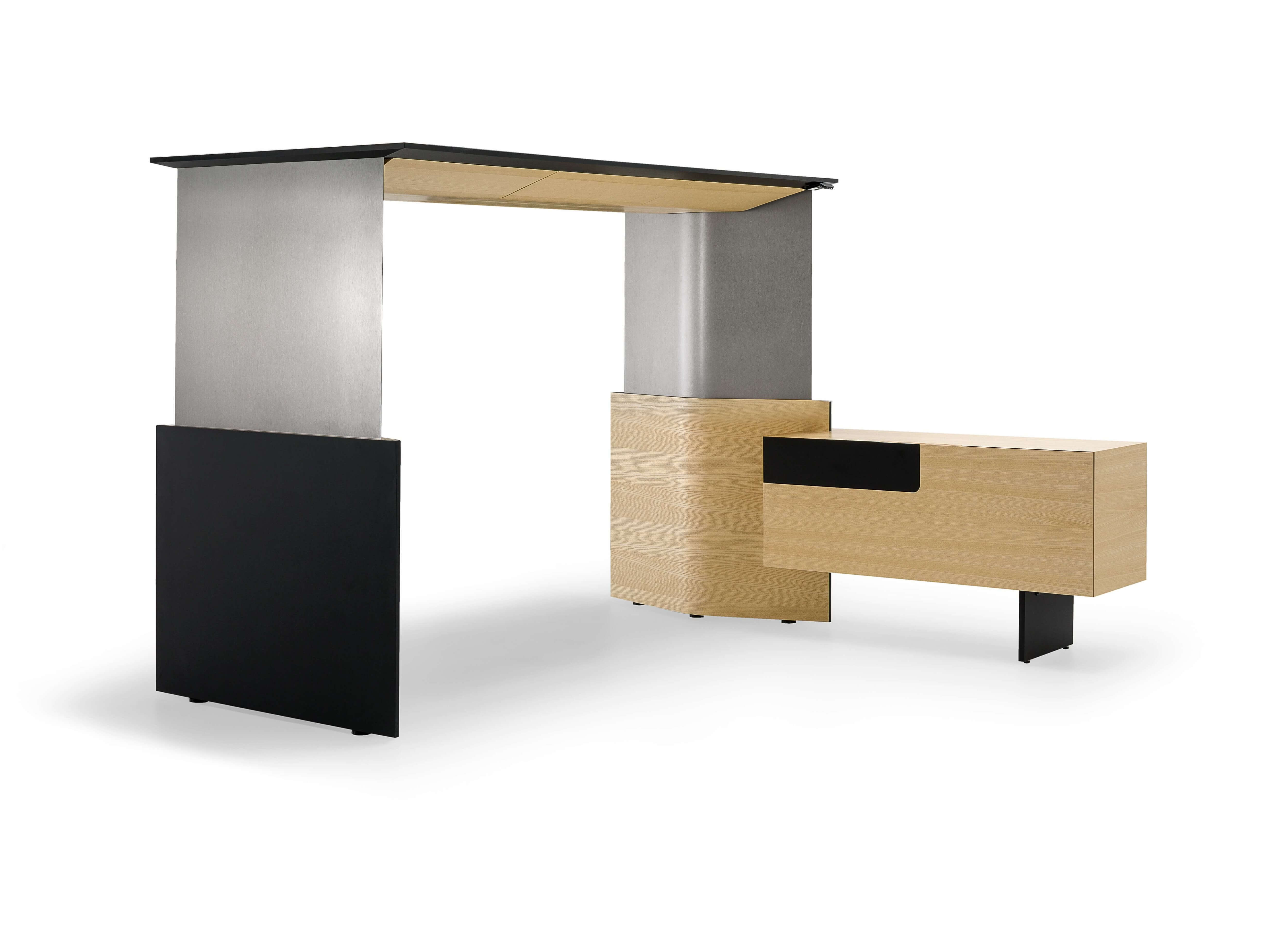 Move 70.8" Executive Sit-Stand Desk w/Built-in Power Socket Block, Qi Wireless Charging, Grommet & Cover for Power Socket