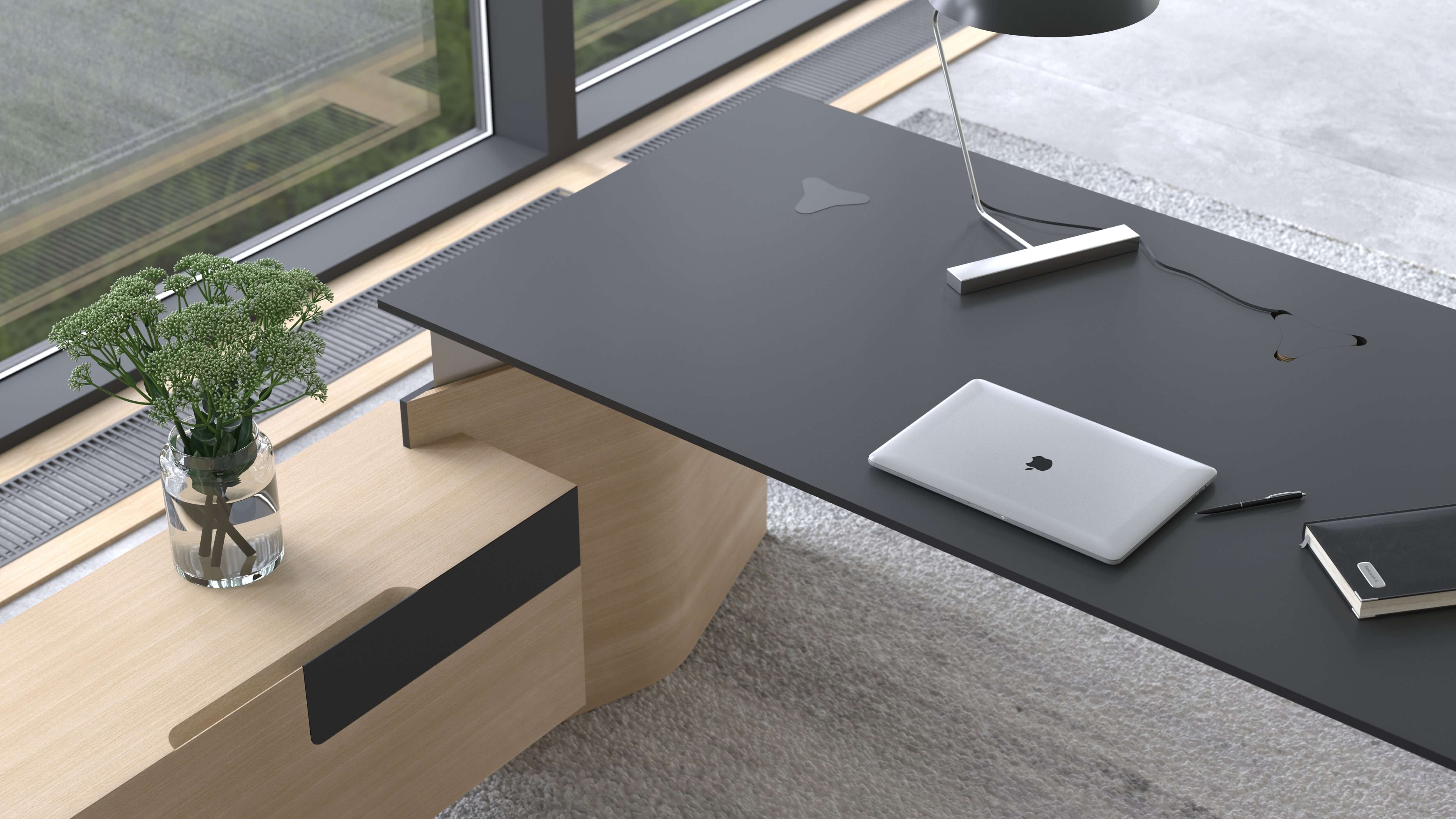 NARBUTAS Move 70.8 & Sit-Stand Desk w/Socket Block