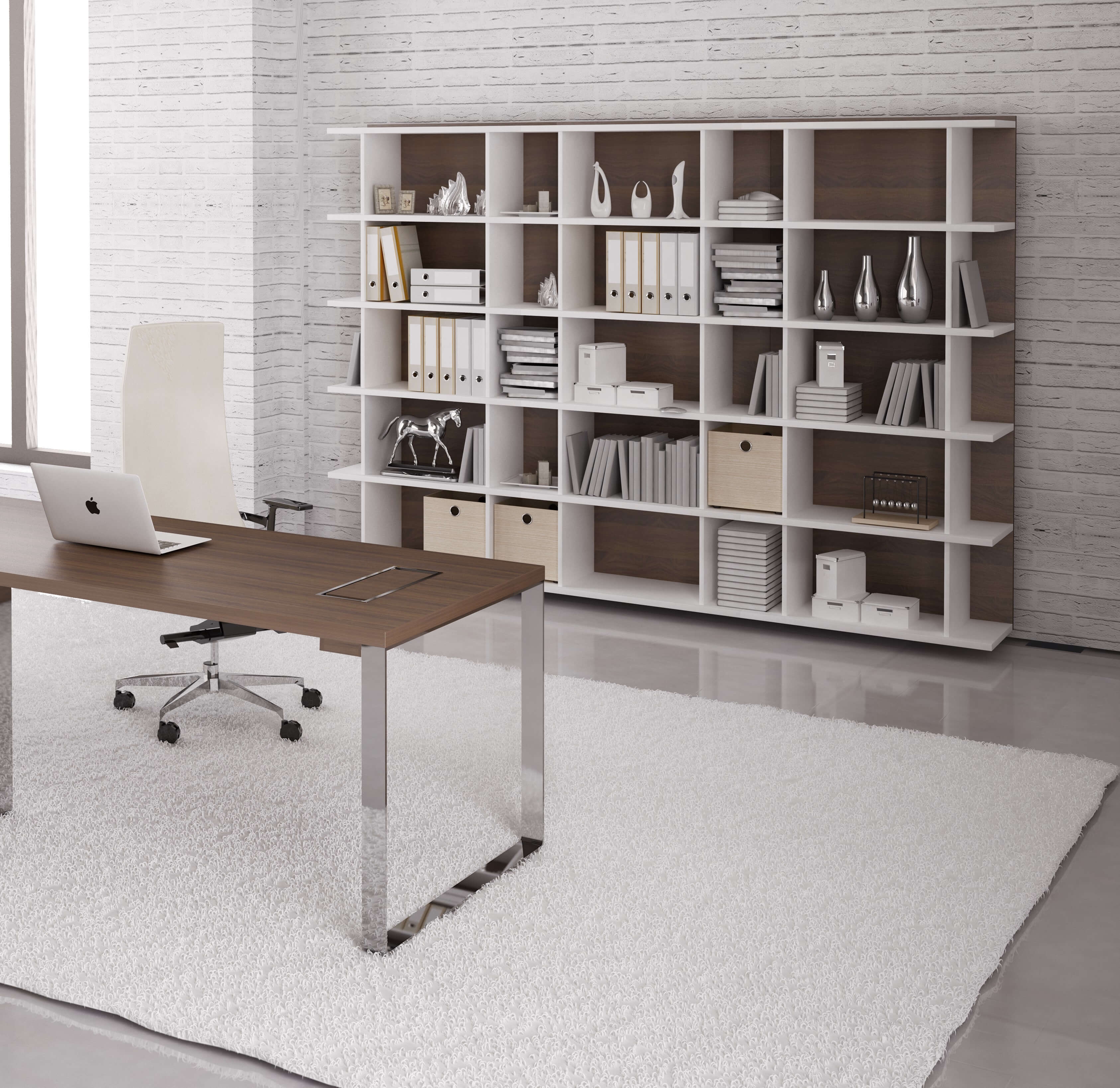 Plana MFC Melamine Executive Desk w/Grommet & Box 