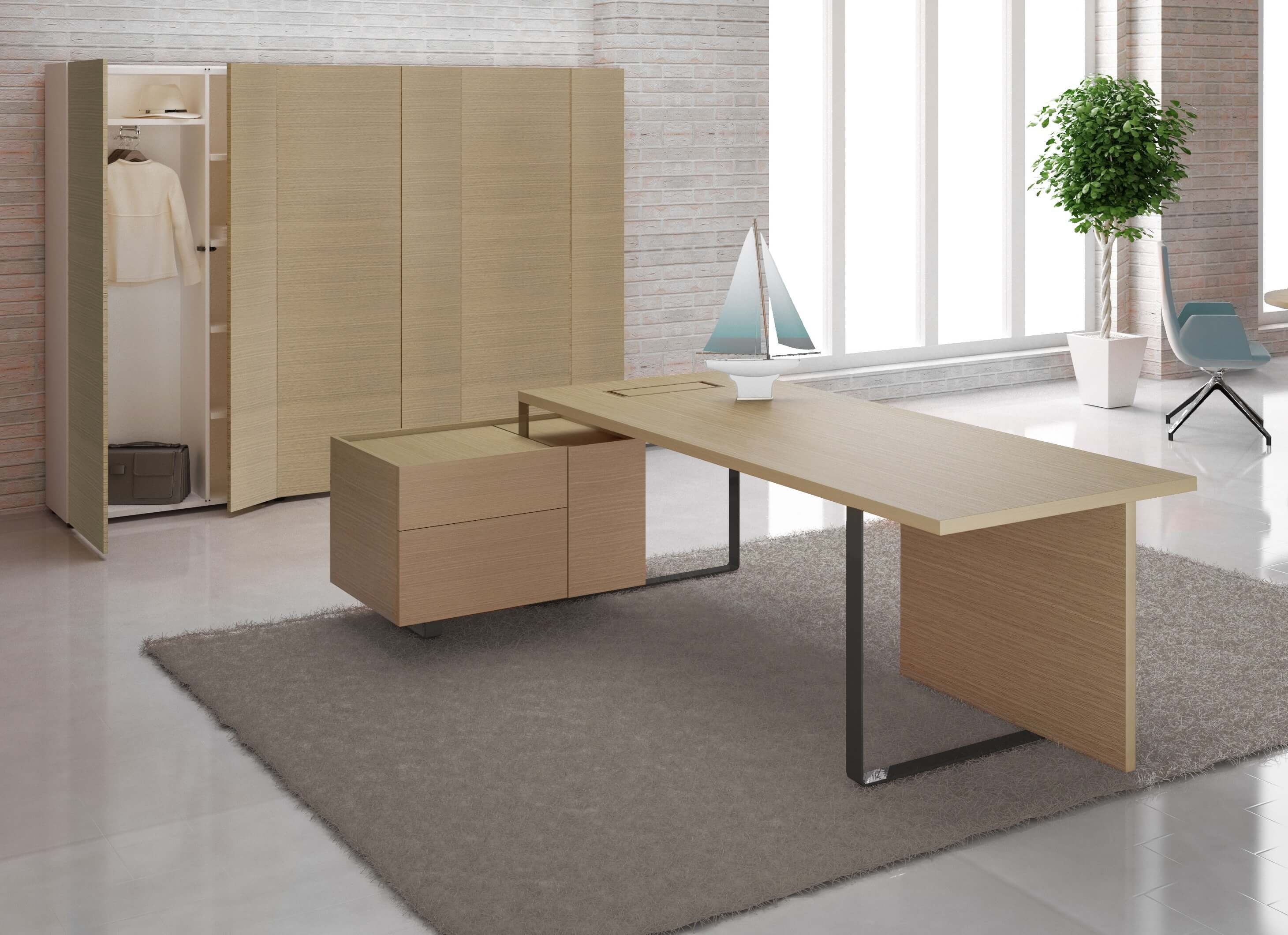 Plana MFC Melamine Executive Desk w/Modesty Panel by NARBUTAS