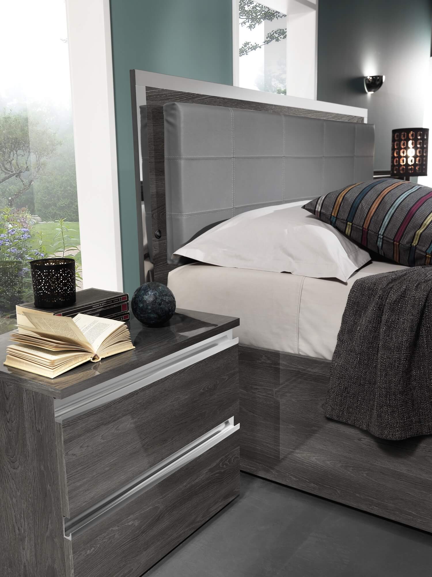 Oxford Ecoleather Platform Bed, Queen Size