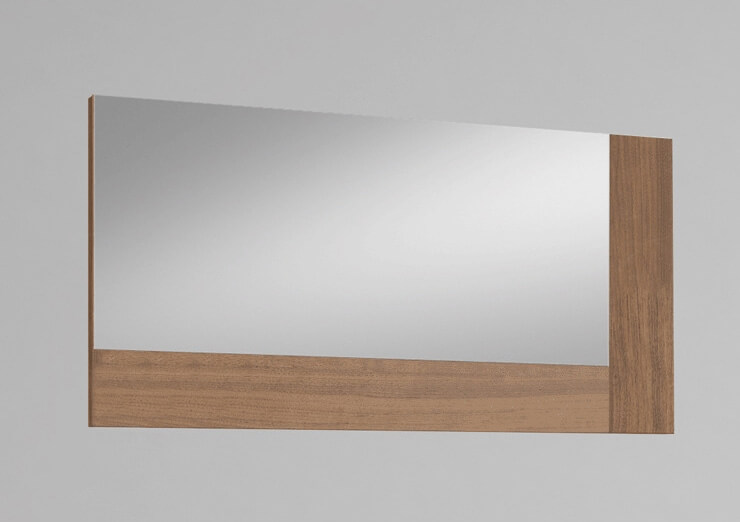 Rectangular mirror with acacia wood surround 