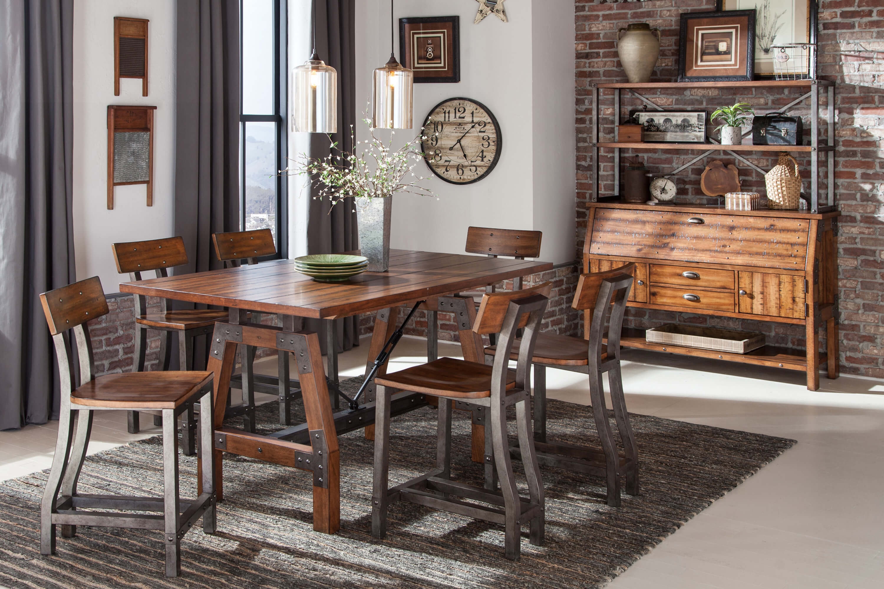 Holverson Industrial Wood Counter Dining Table