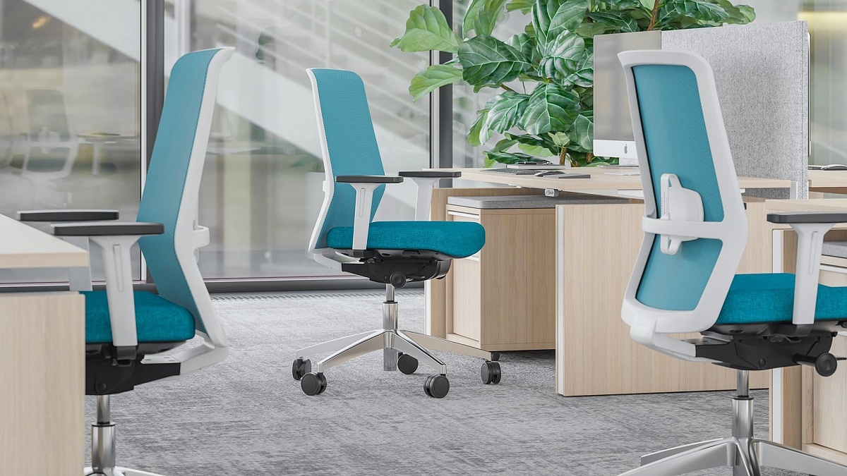 Surf Office Blue Armchair with White Frame