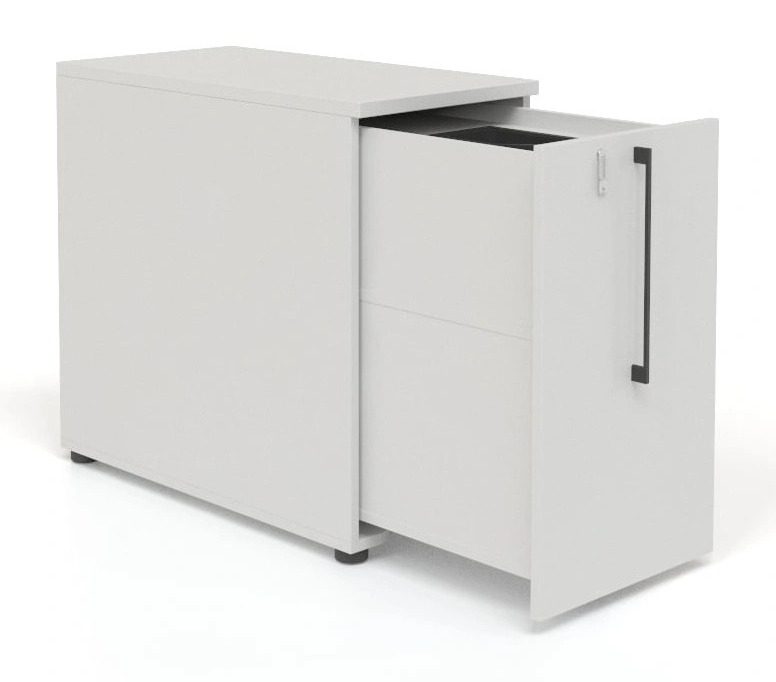 Boxi D32.3" Office Lockable Storage Tower w/2 Shelves & Pencil Tray, Left Hand