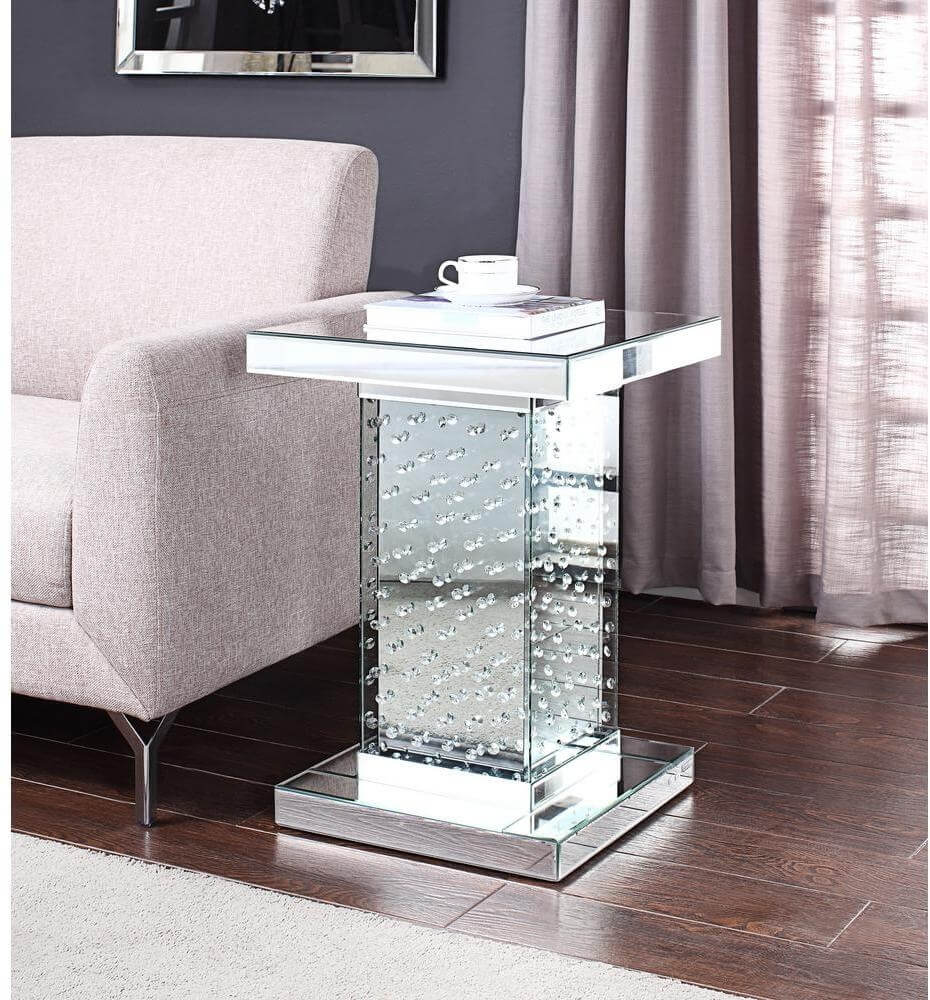 Nysa 81412 Mirrored/Faux Crystals End Table
