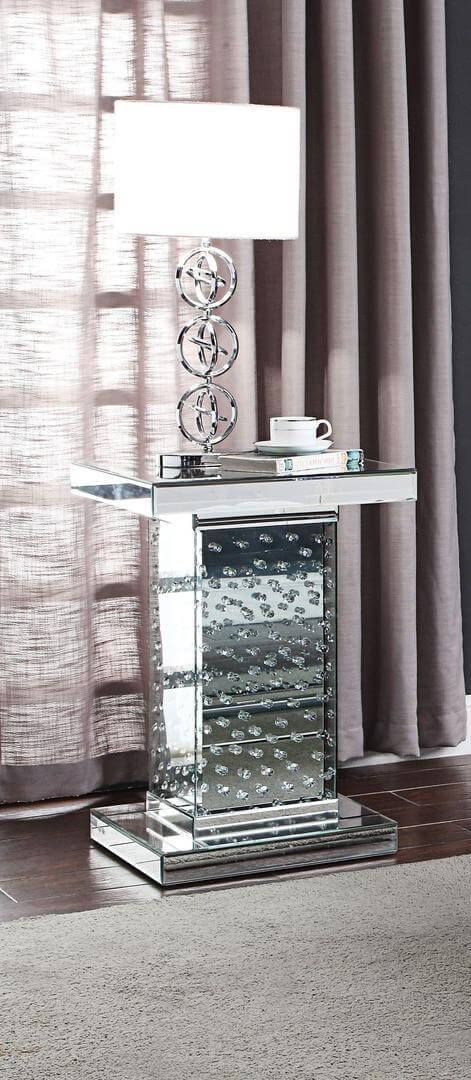 Nysa 81412 Mirrored/Faux Crystals End Table